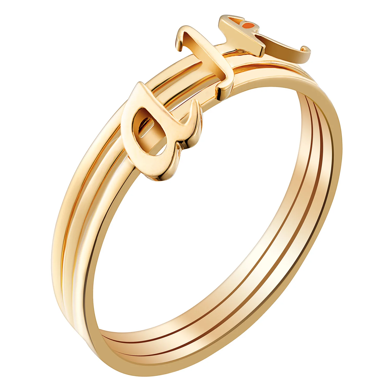 14K Gold over Sterling Petite Lowercase Script Initials Ring - Set of 3 - Image 2