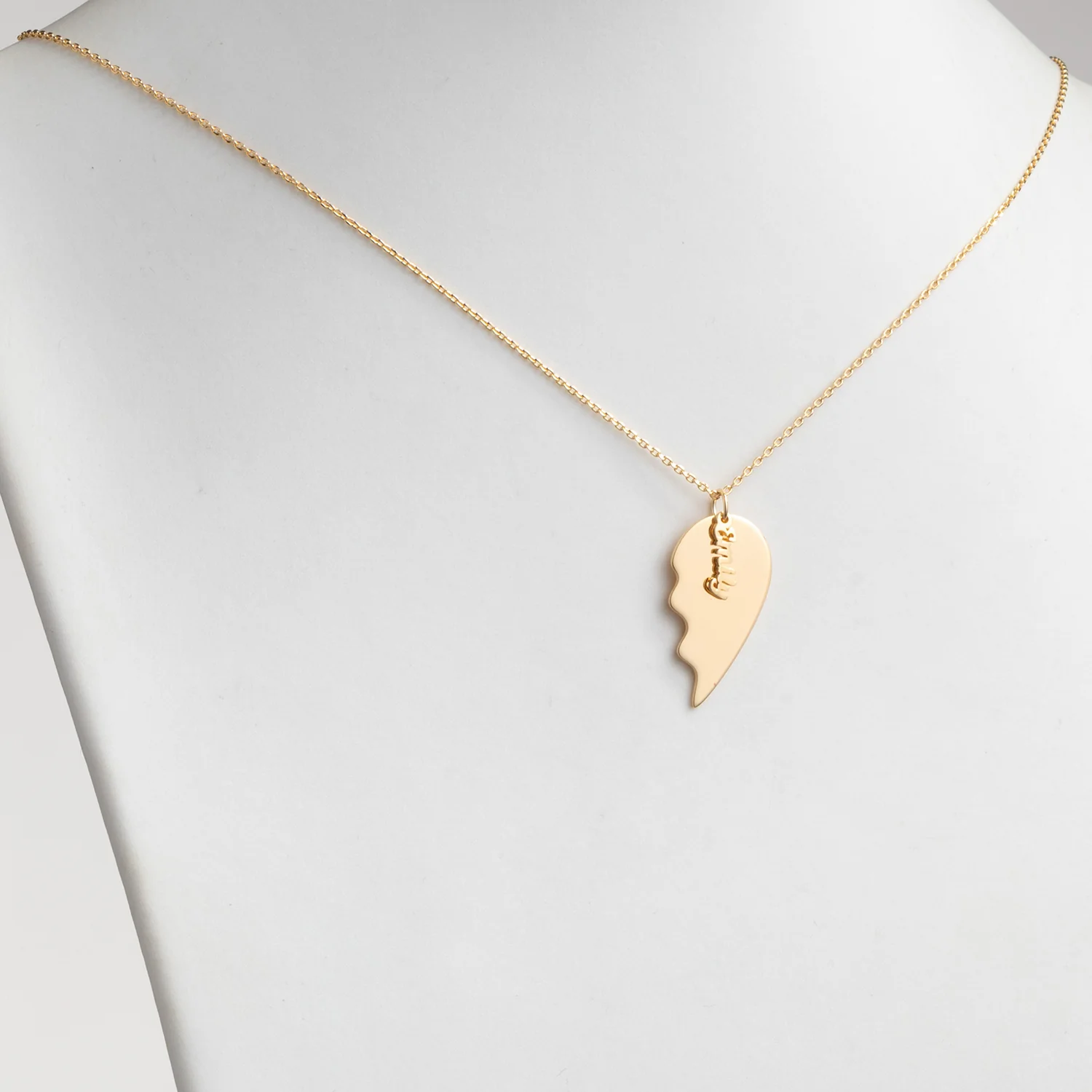 14K Gold over Sterling Petite Name Shareable Heart Necklace - Image 4