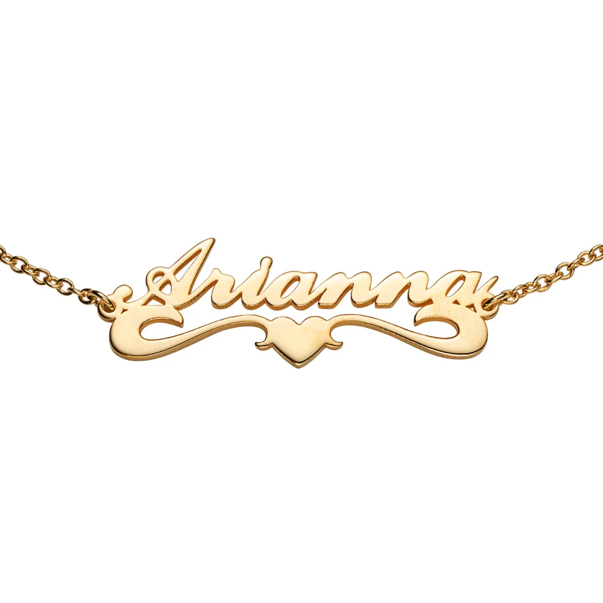 14K Gold over Sterling Petite Script Name with Heart Tail Anklet - Image 3