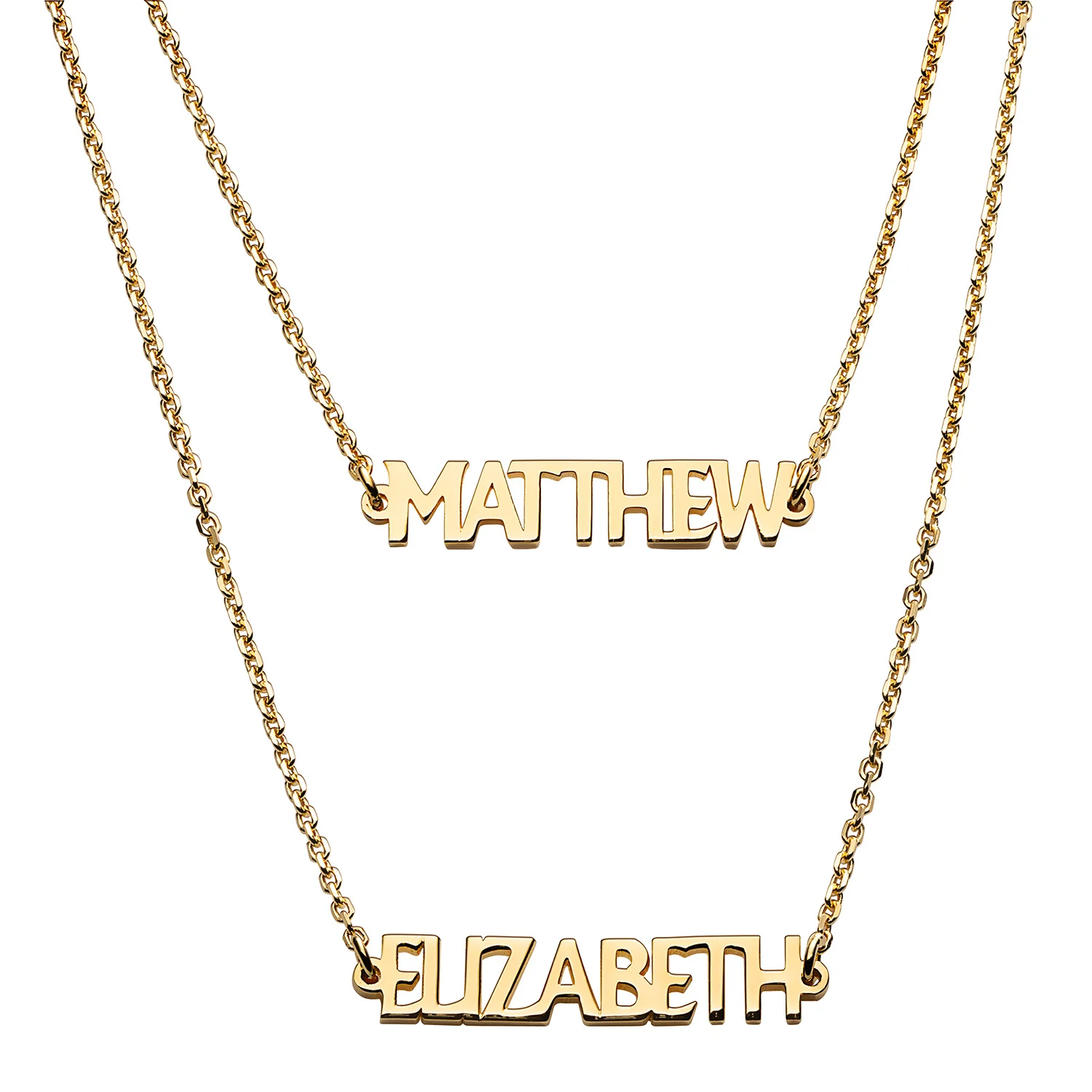 14K Gold over Sterling Petite Uppercase 2 Name Station Necklace