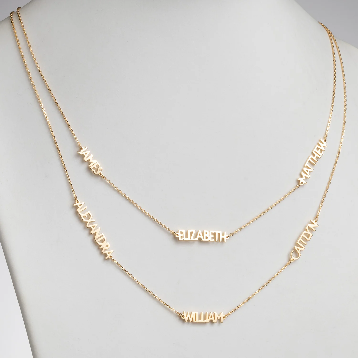 14K Gold over Sterling Petite Uppercase 6 Name Station Necklace - Image 2