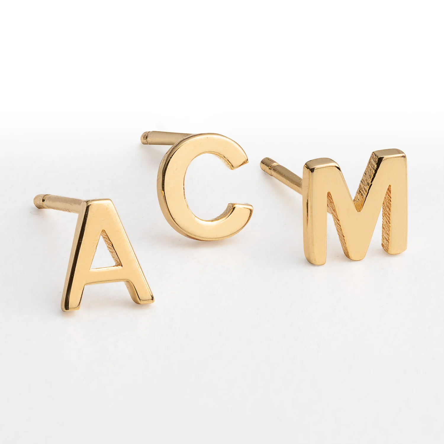 14K Gold over Sterling Petite Uppercase Initial Earring - Image 3