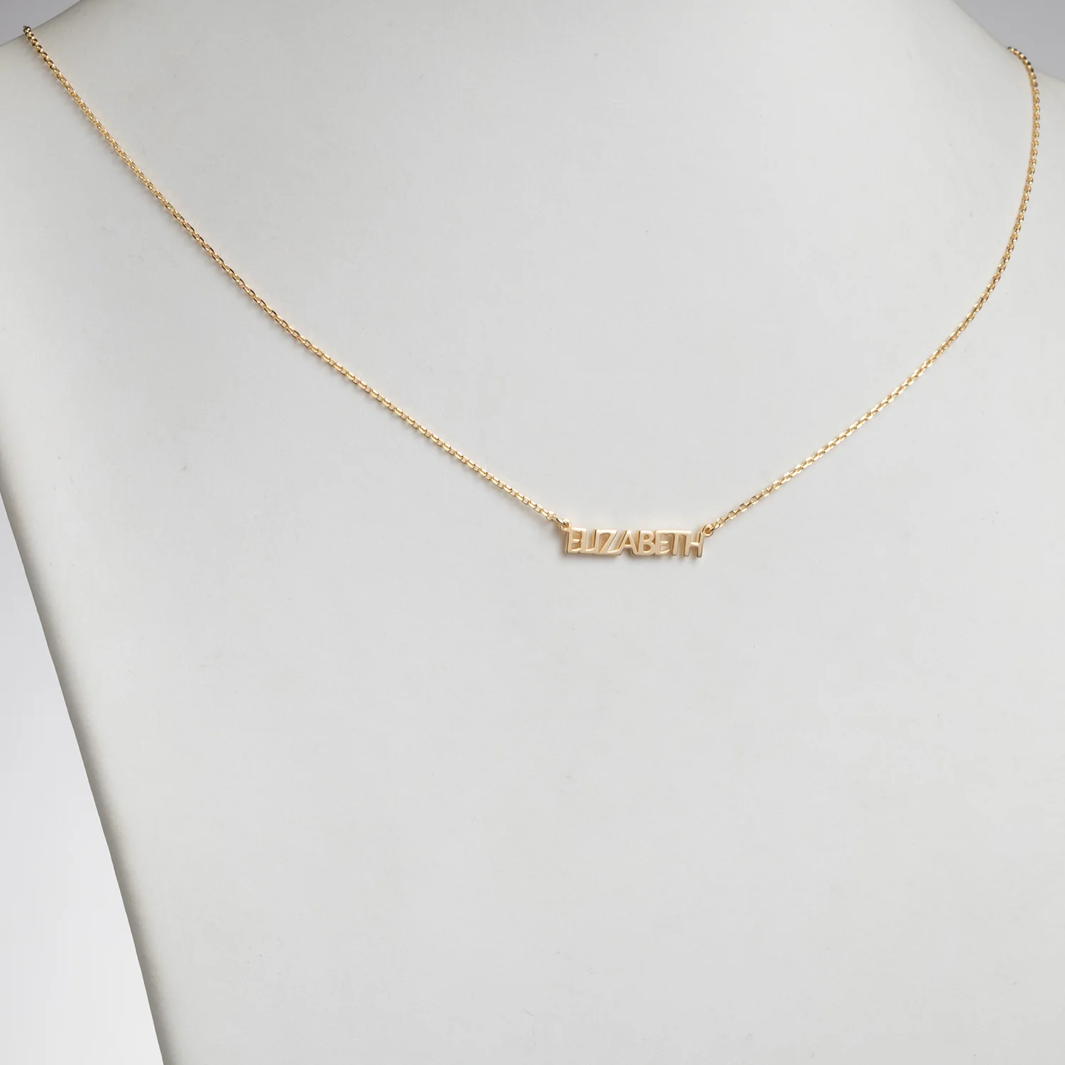 14K Gold over Sterling Petite Uppercase Name Station Necklace - Image 2