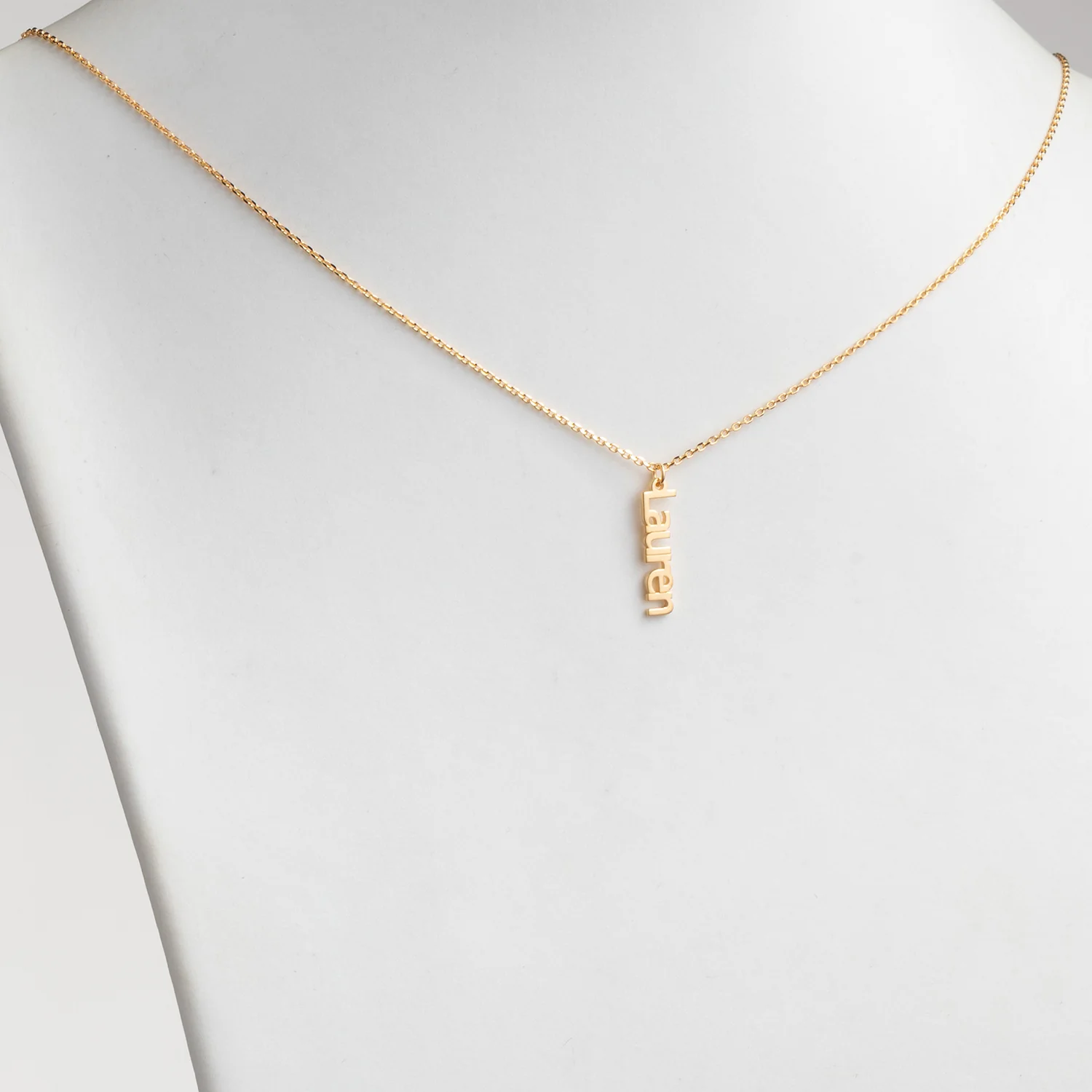 14K Gold over Sterling Petite Vertical Name Necklace - 1 Name - Image 2