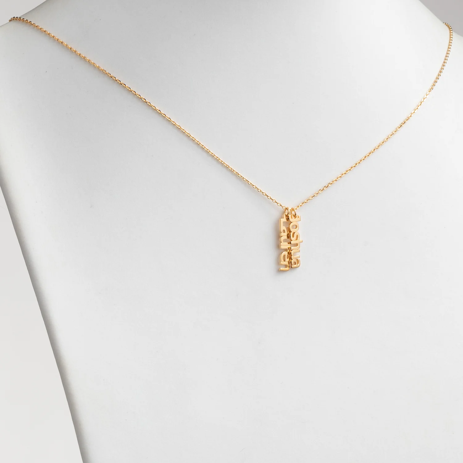 14K Gold over Sterling Petite Vertical Name Necklace - 2 Names - Image 2