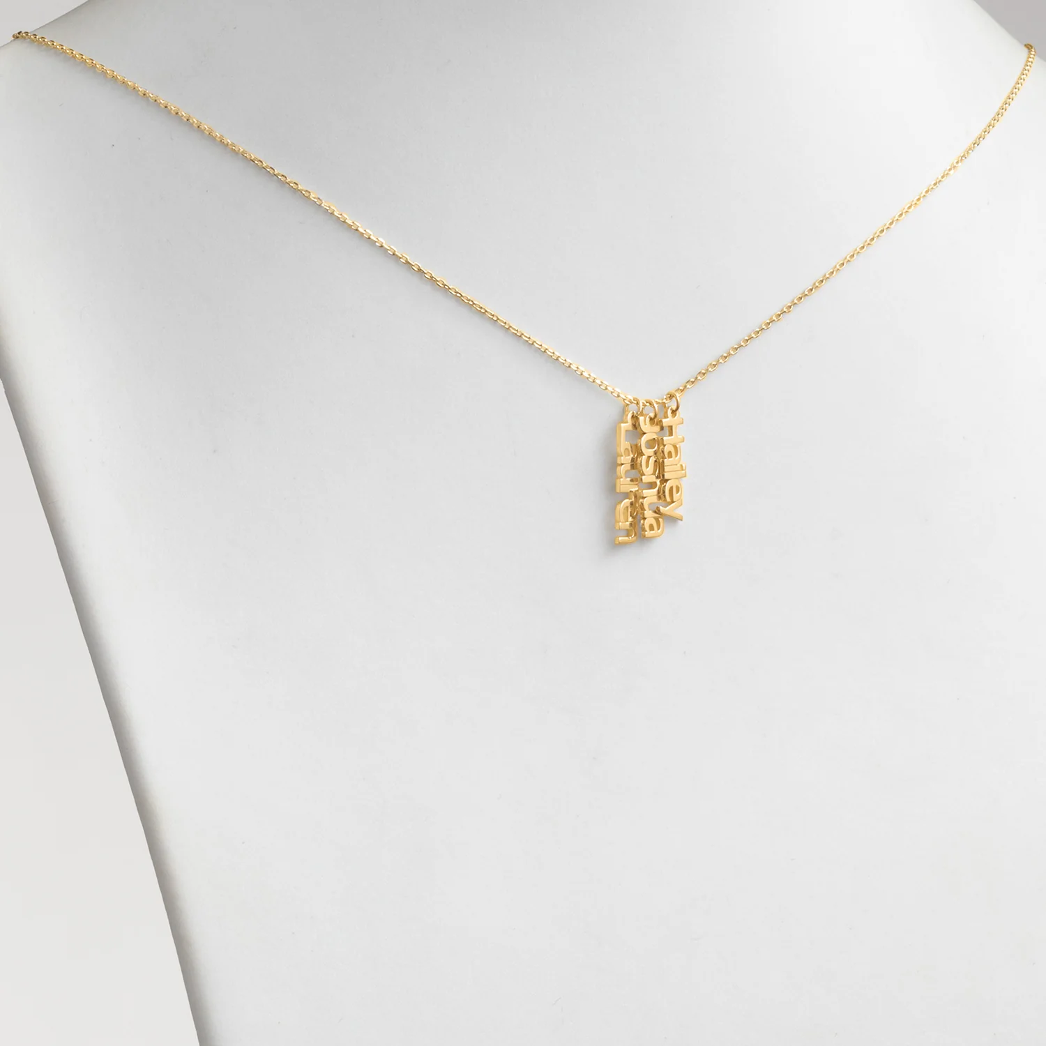 14K Gold over Sterling Petite Vertical Name Necklace - 3 Names - Image 2