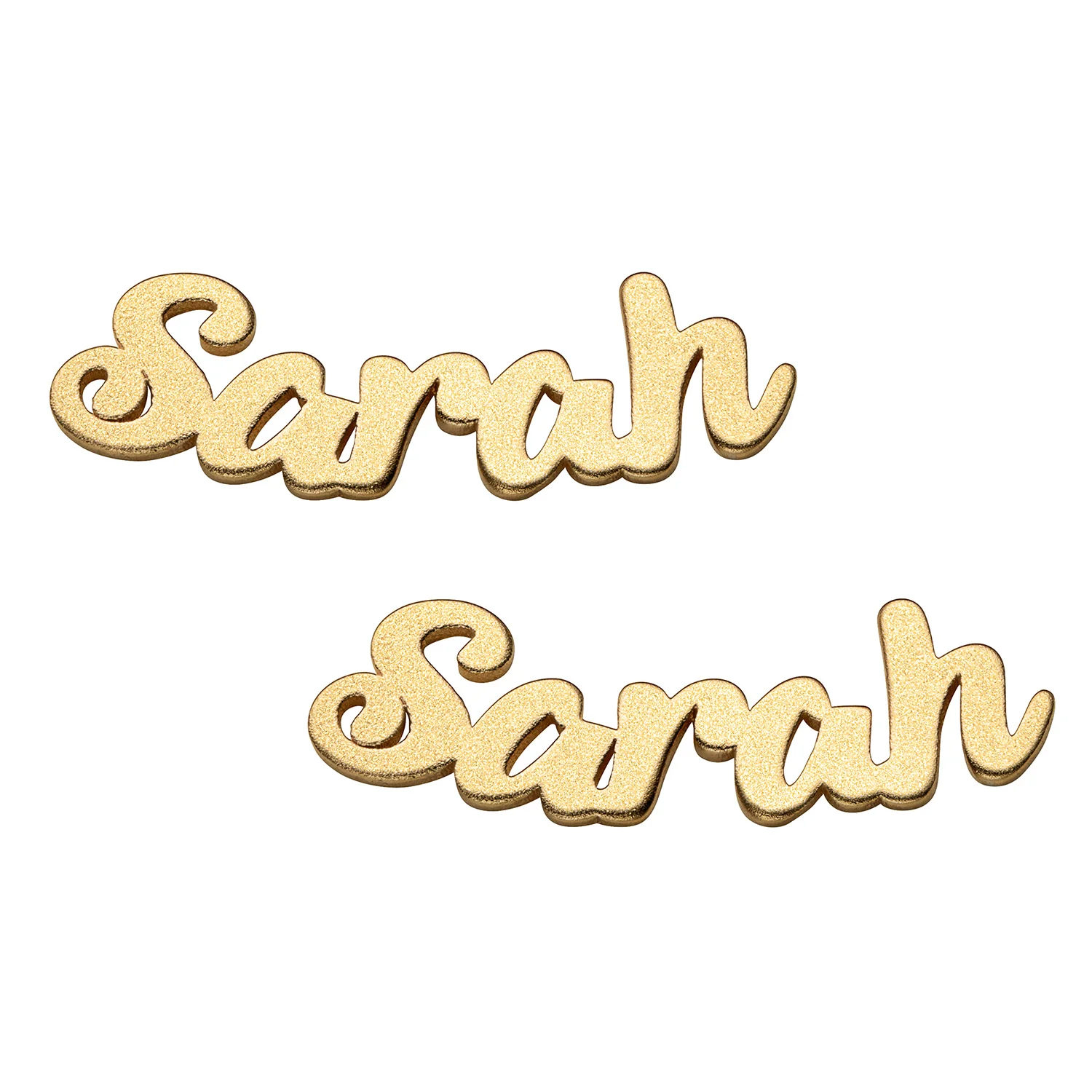 14K Gold over Sterling Satin Finish Name Earrings