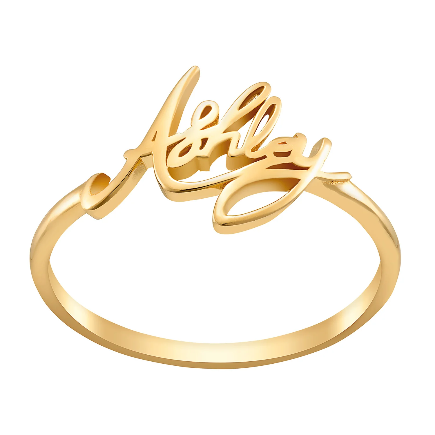 14K Gold over Sterling Script Name Ring