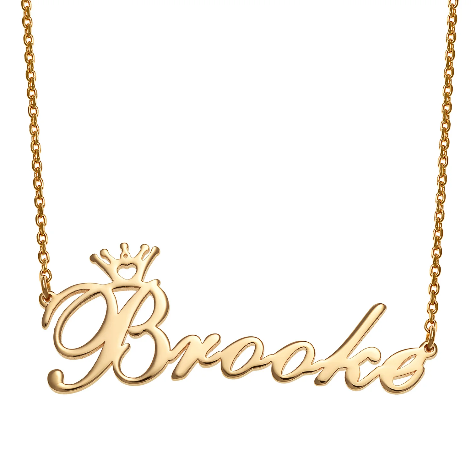 14K Gold over Sterling Script Name with Crown Necklace