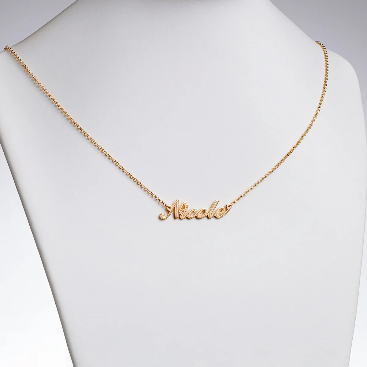 14K Gold over Sterling Script Name with Outline Necklace - Image 3