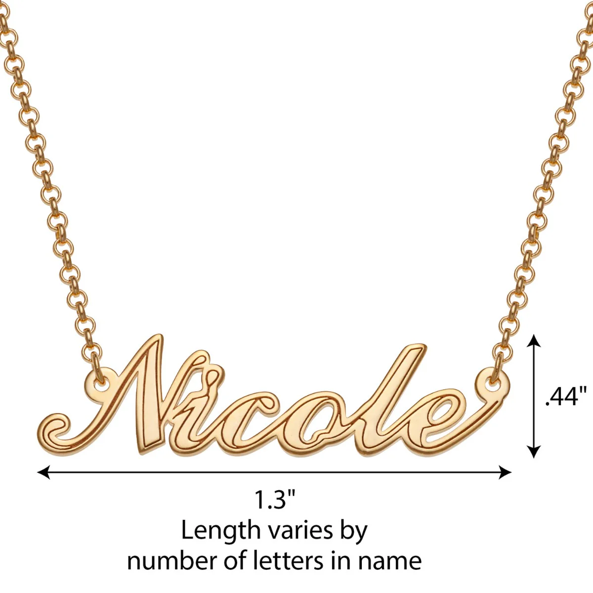 14K Gold over Sterling Script Name with Outline Necklace - Image 4