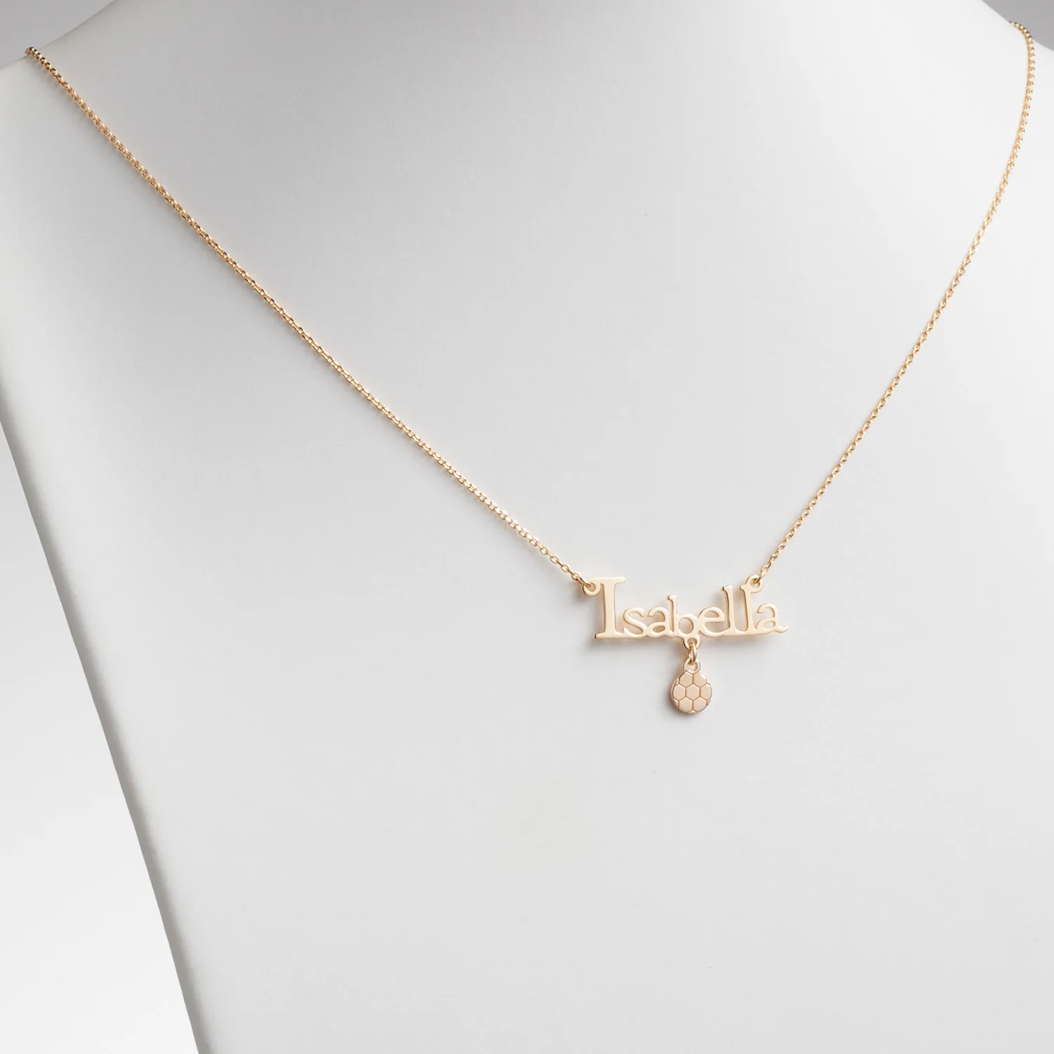 14K Gold over Sterling  Name with Soccer Ball Necklace - Image 2