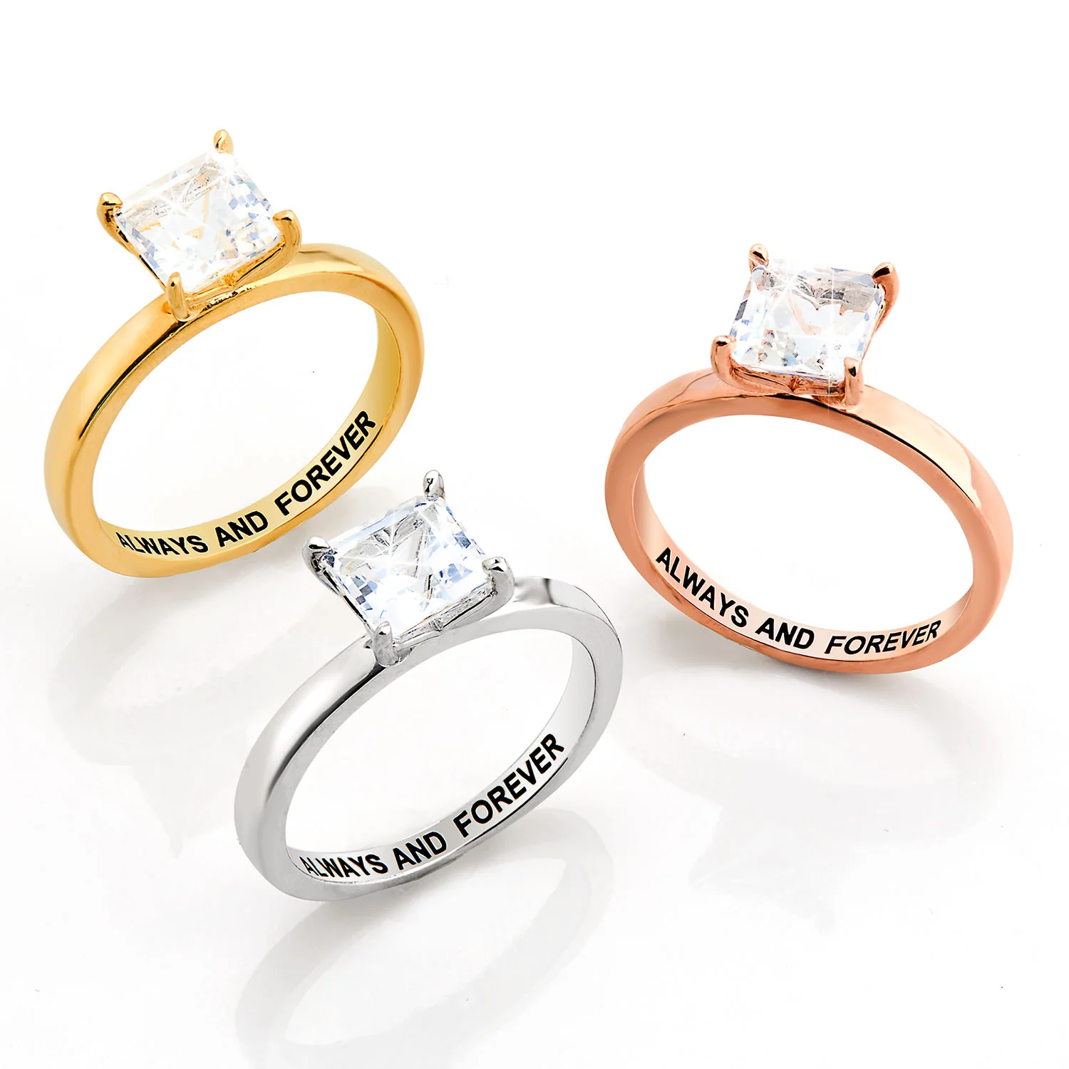 Gold over Sterling Square White Topaz Hidden Messages Birthstone Ring - Image 7