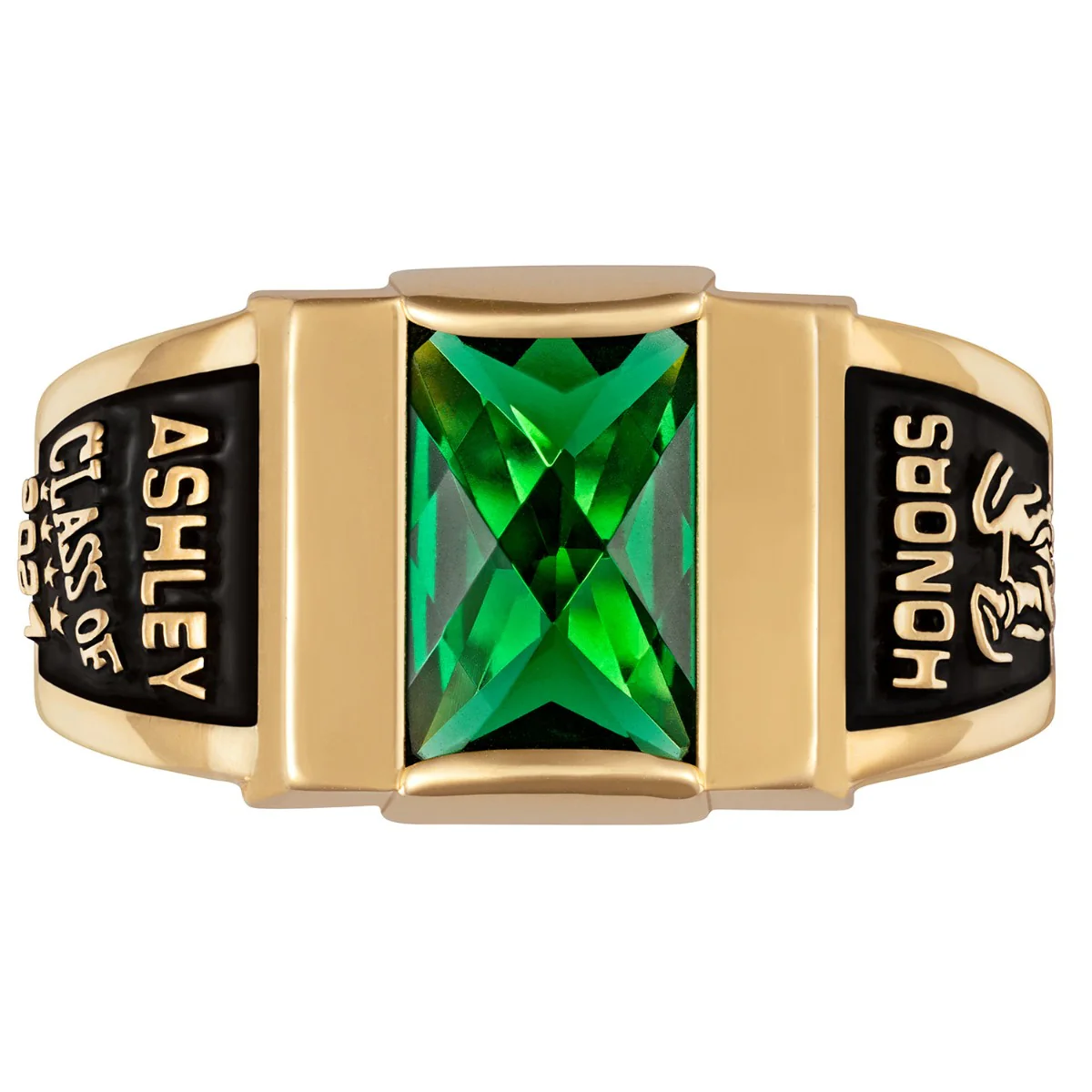 14K Gold over Sterling Traditional Deco Stone Ladies Class Ring - Image 2