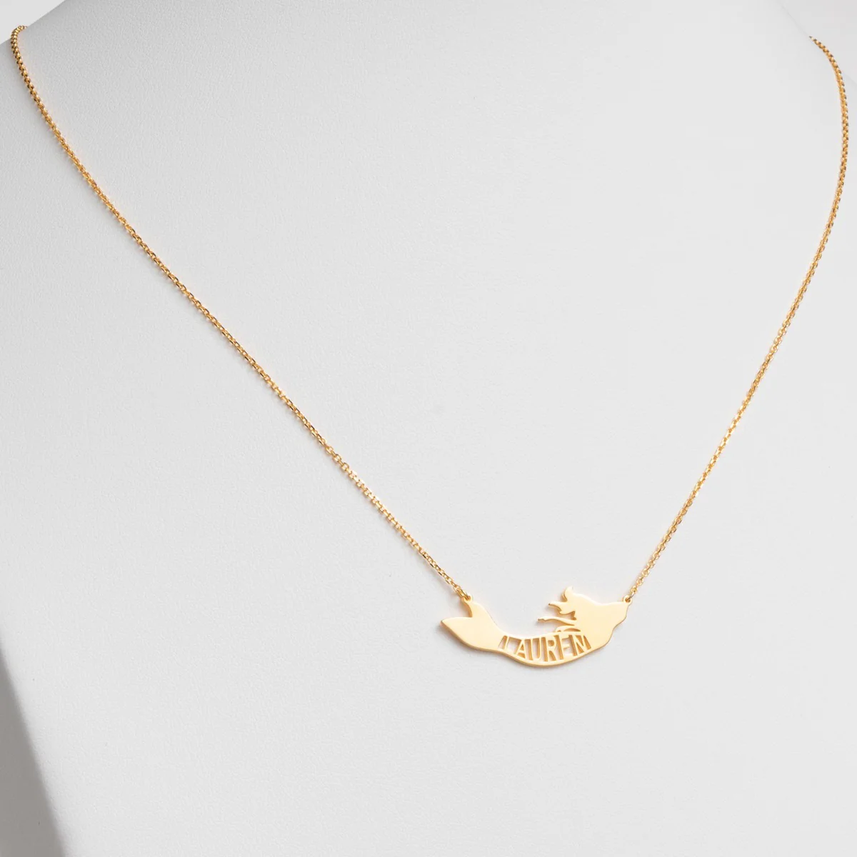 14K Gold over Sterling Uppercase Name Mermaid Necklace - Image 2