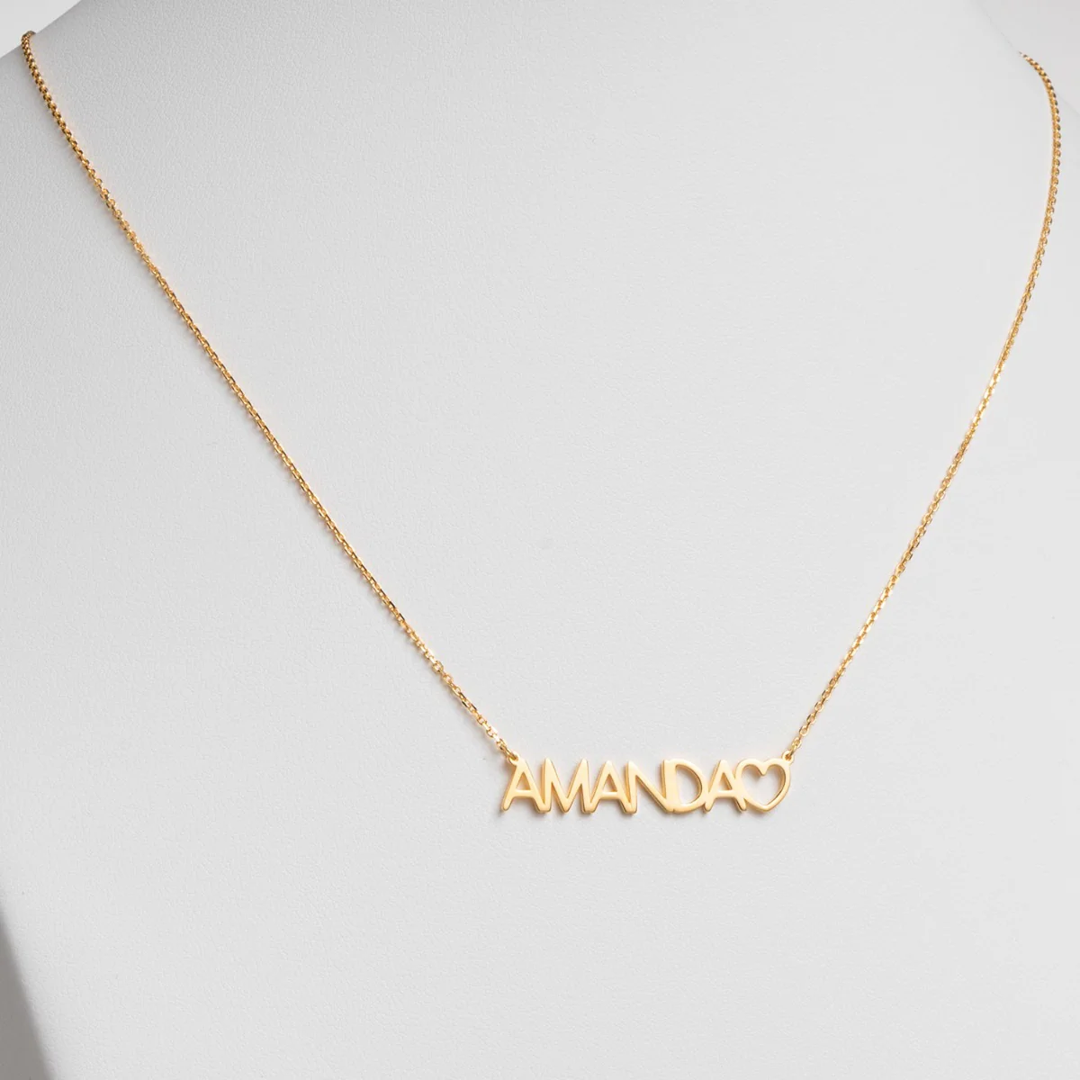 14K Gold over Sterling Uppercase Name Necklace With Heart - Image 2