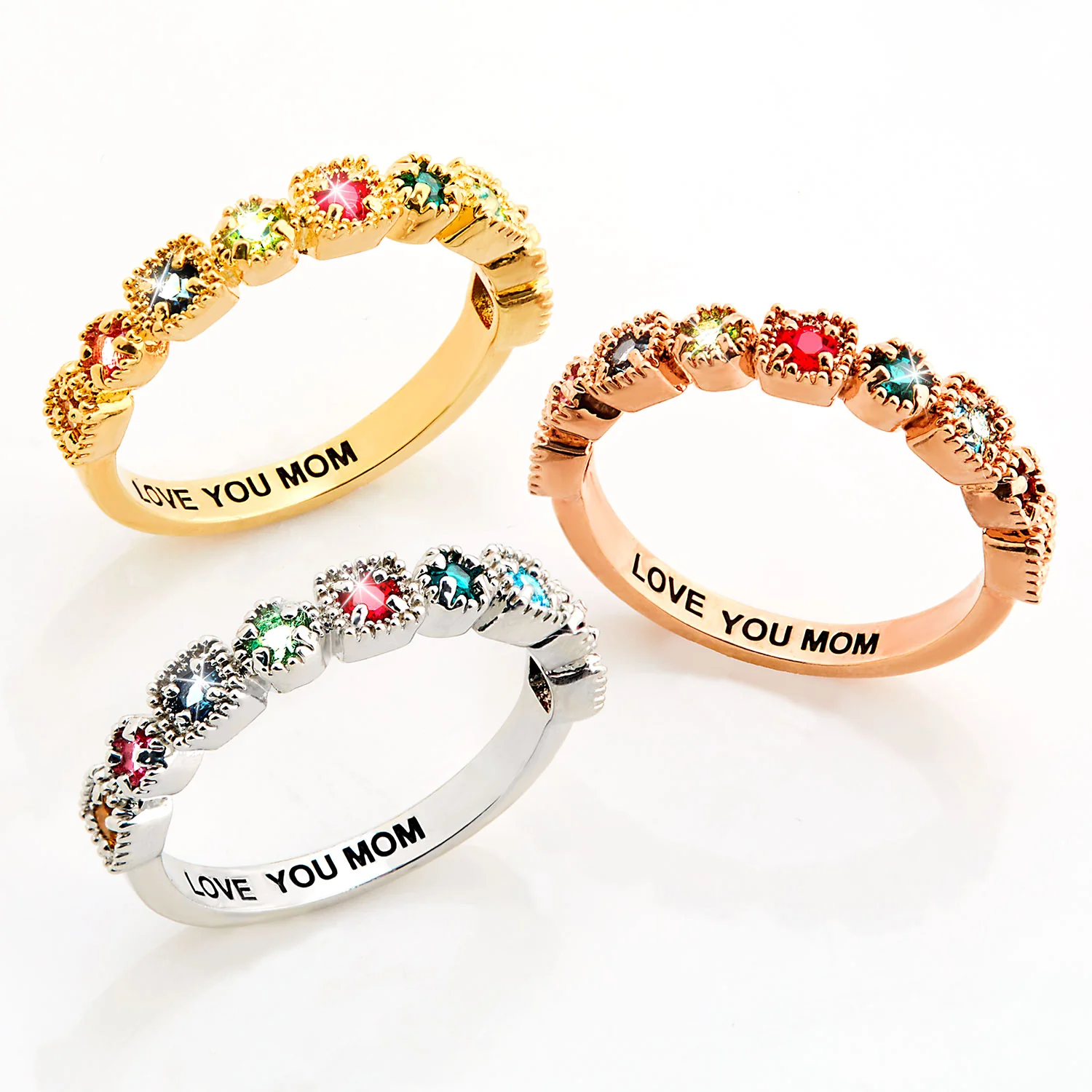 Gold over Sterling Vintage Family Birthstone Ring - Image 3