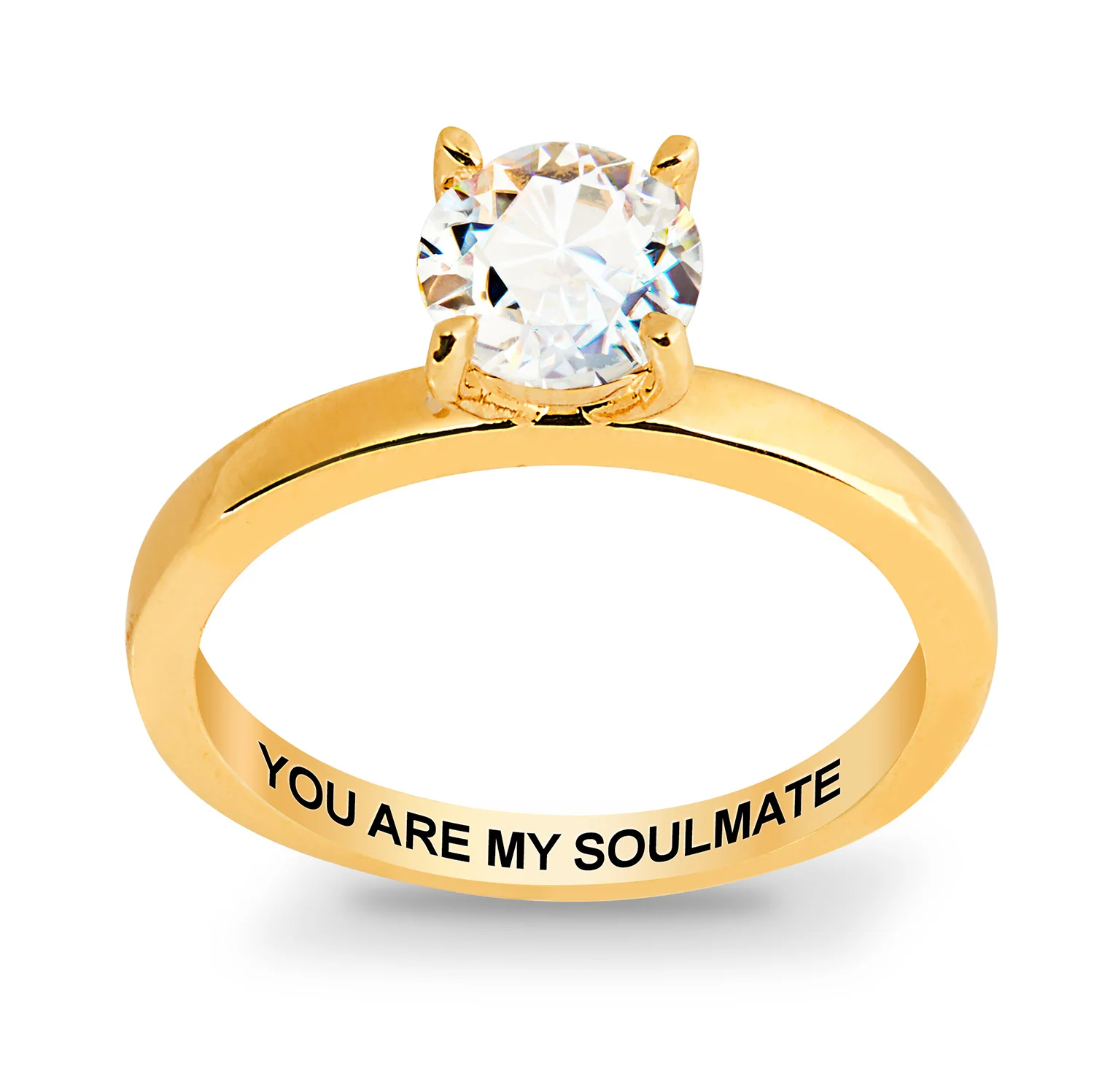 Gold over Sterling White Topaz Solitaire with Enhancer Engraved Engagement Ring Set - Image 5