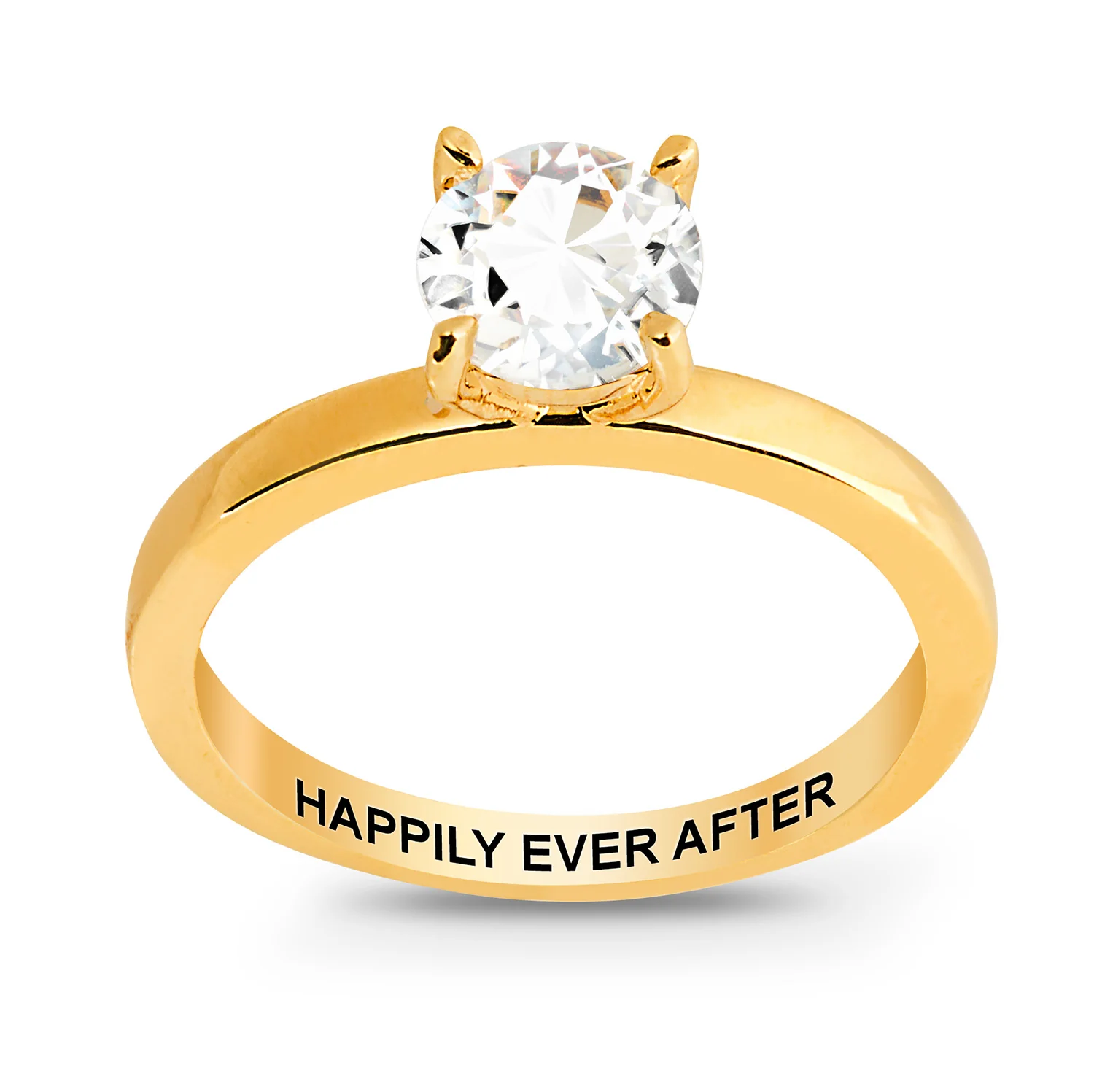 Gold over Sterling White Topaz Solitaire with Enhancer Engraved Engagement Ring Set - Image 5