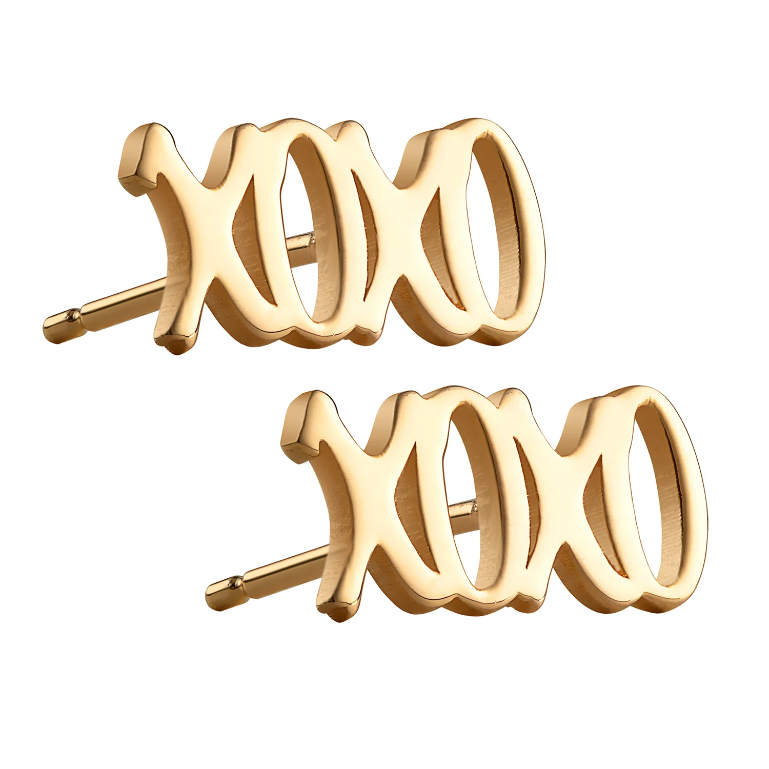 14K Gold over Sterling XOXO Button Earrings - Image 2
