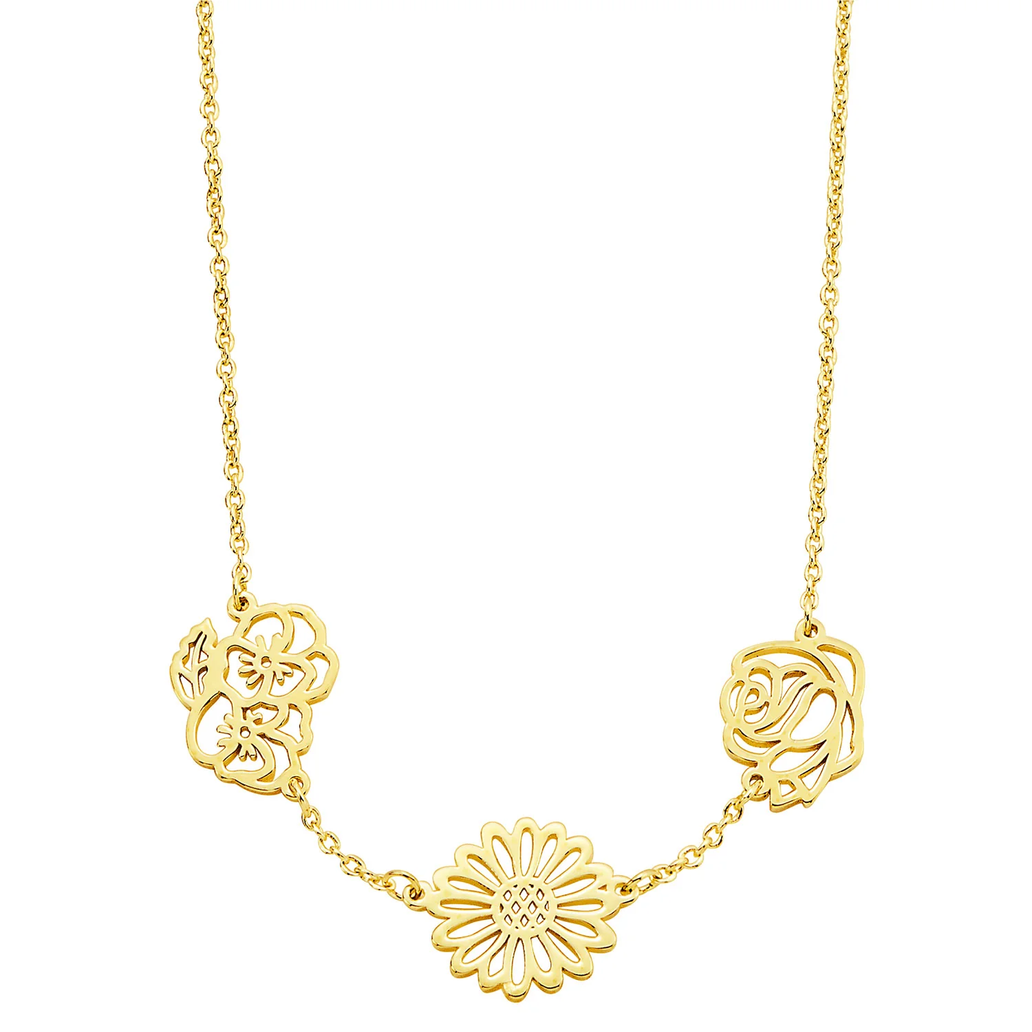 Gold Plated Birthmonth Flower Station Necklace - Image 4