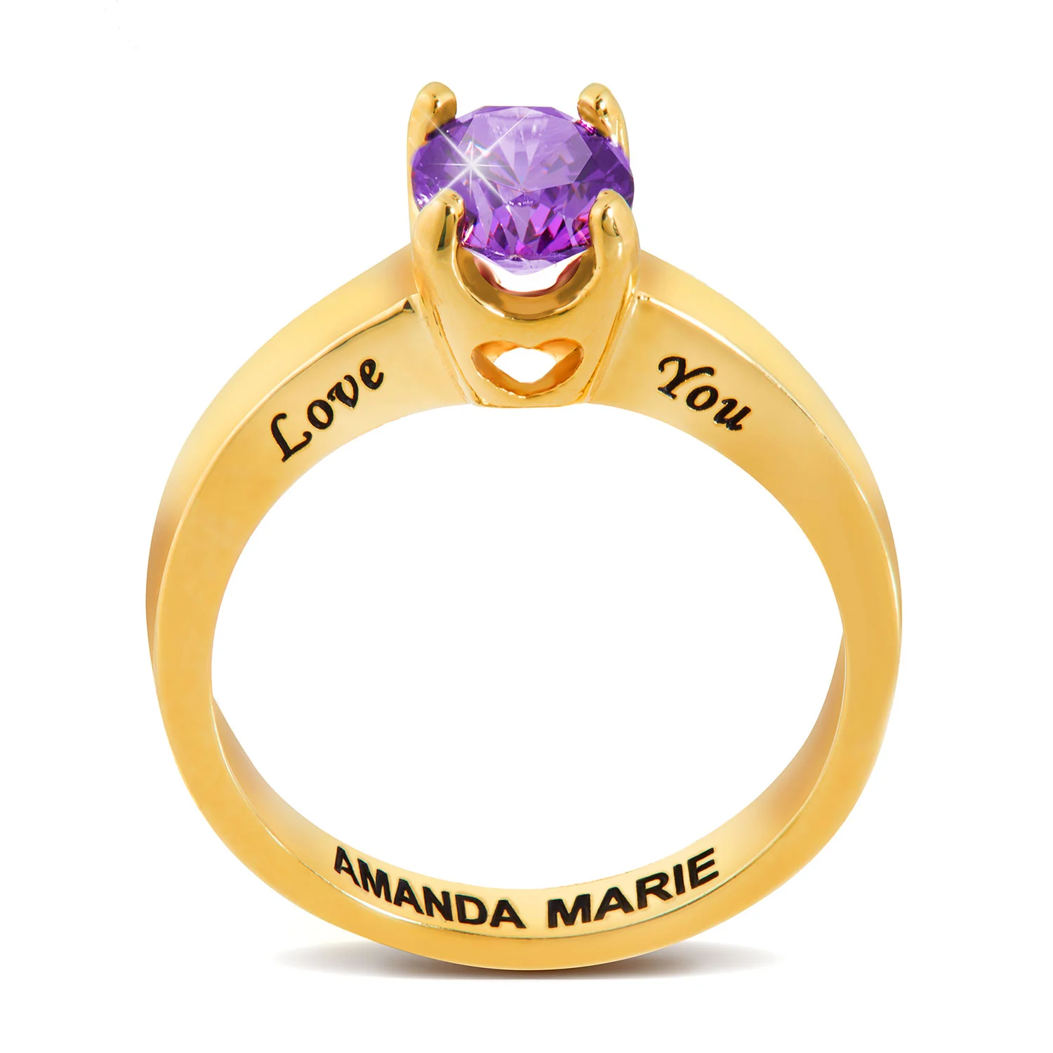 Gold Plated Round Birthstone “Close to Your Heart” Solitaire Ring - Image 2
