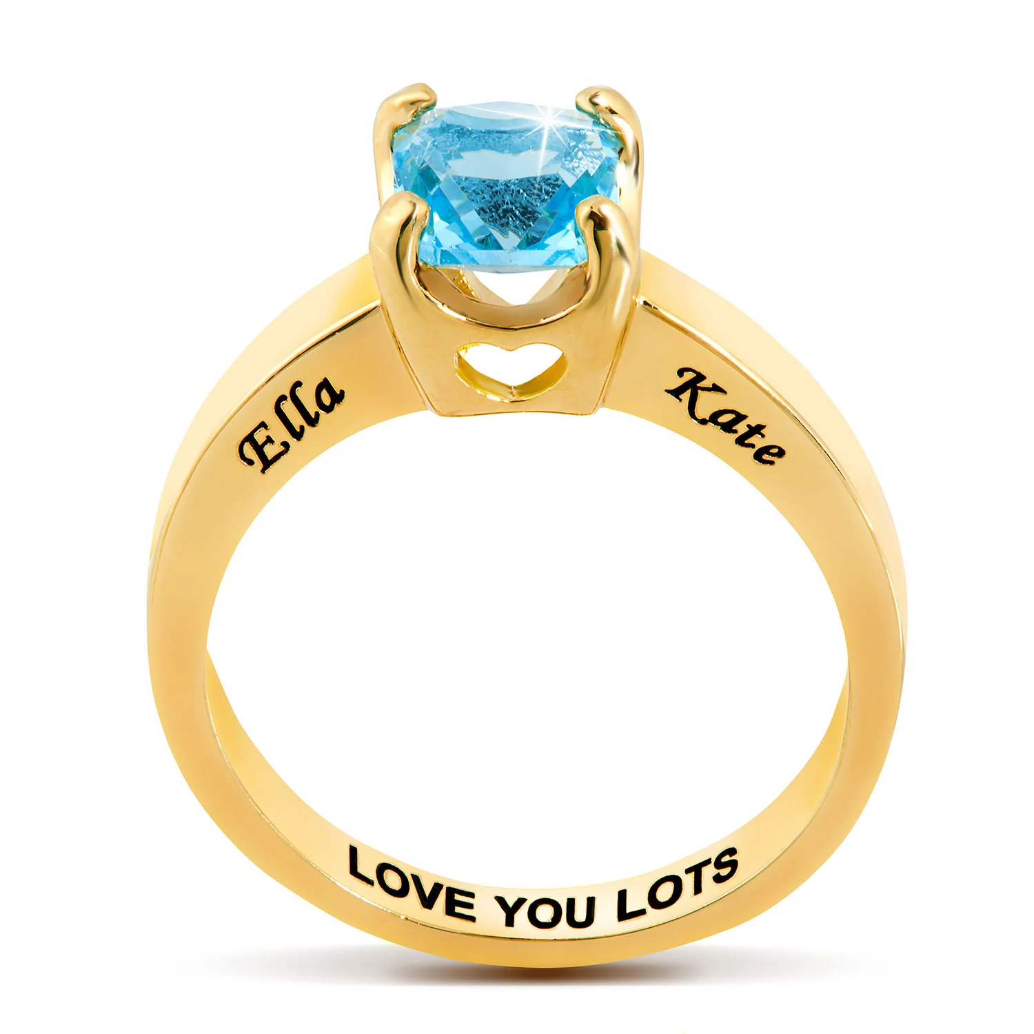Gold Plated Square Birthstone “Close to Your Heart” Solitaire Ring - Image 2