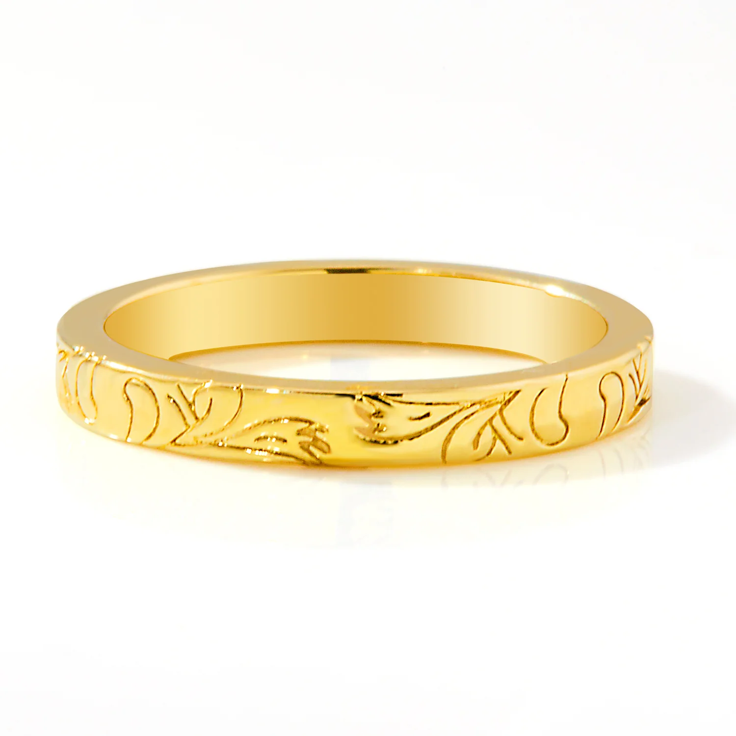 Gold Plated Enamel Name  Floral Filigree Band Ring - Image 6