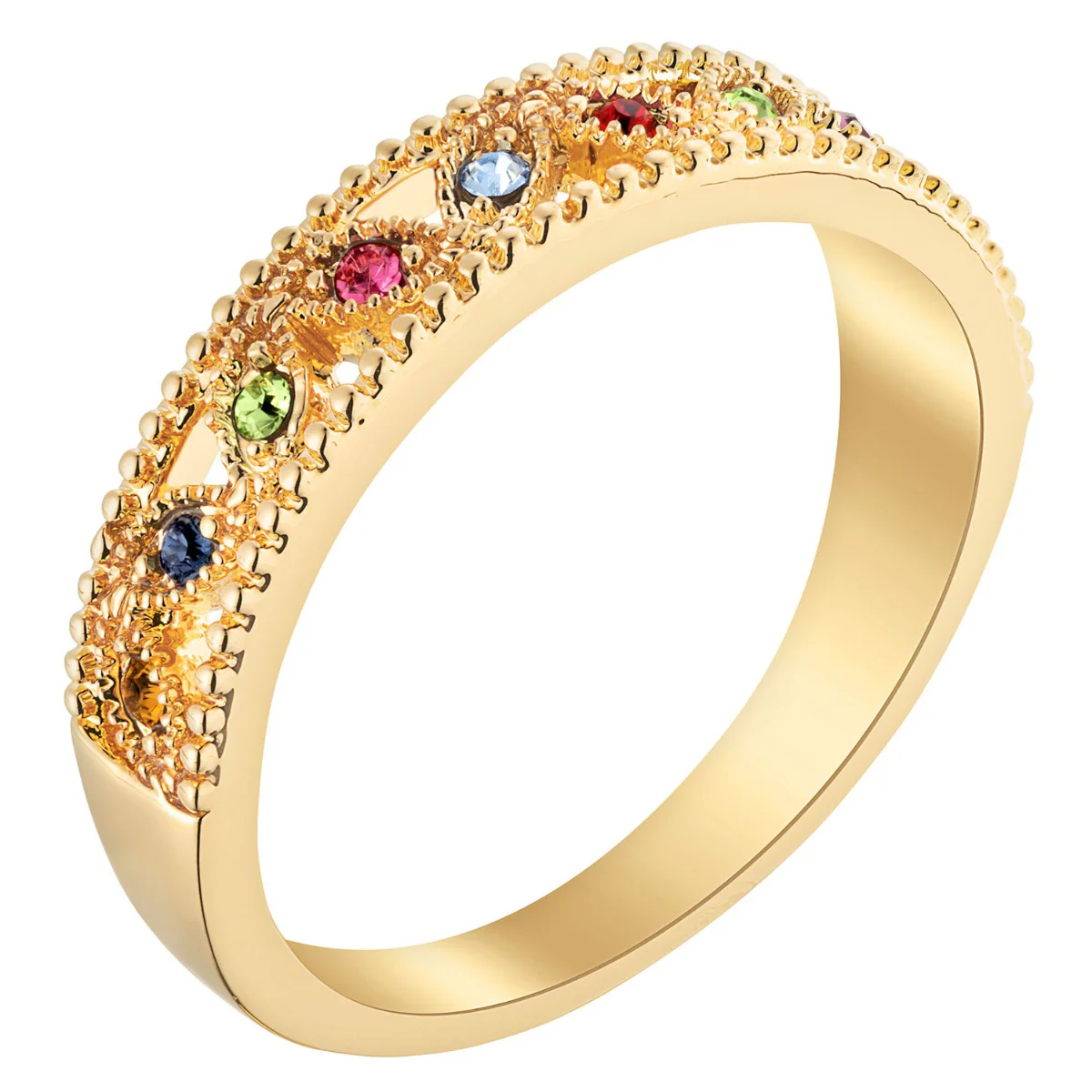 14K Gold Plated Family Birthstone Band Ring - Image 2