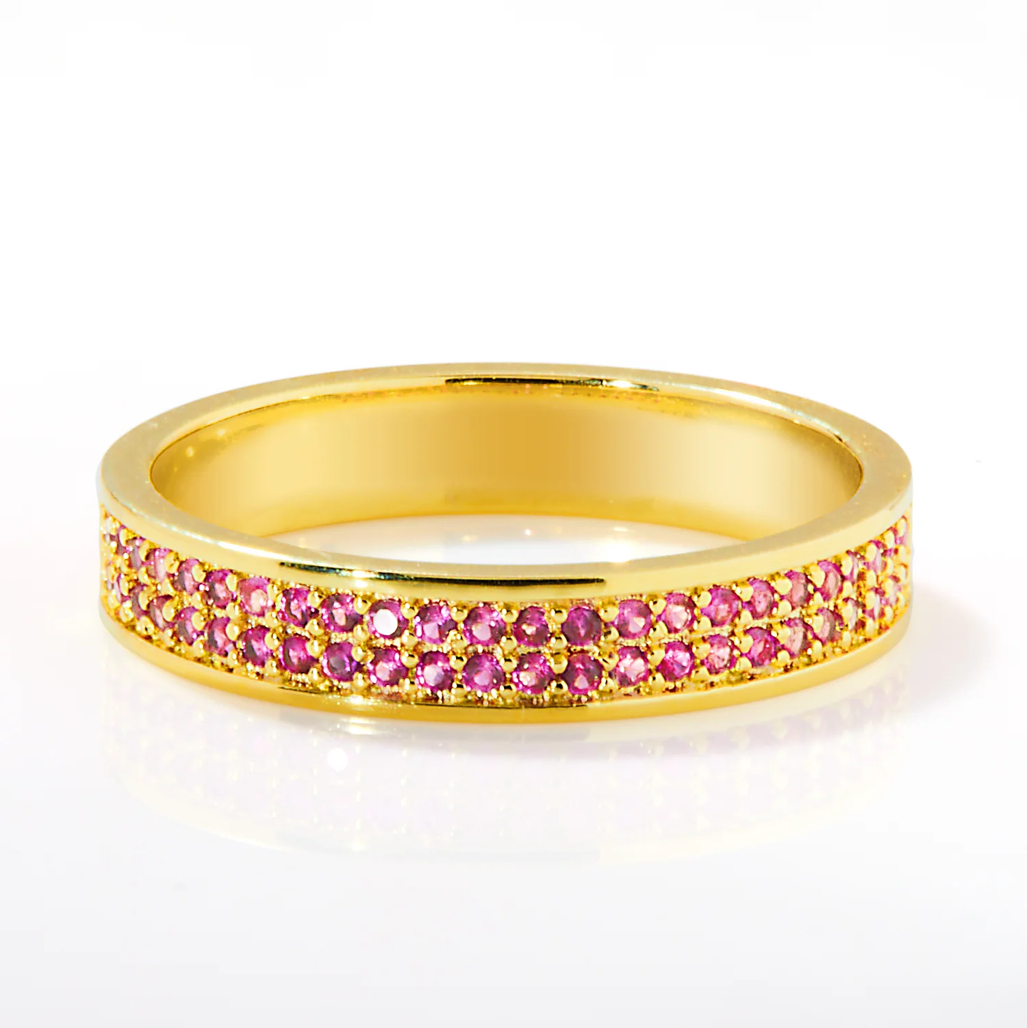 Gold Plated Reversible Birthmonth Enamel Pave Square Band Ring - Image 5