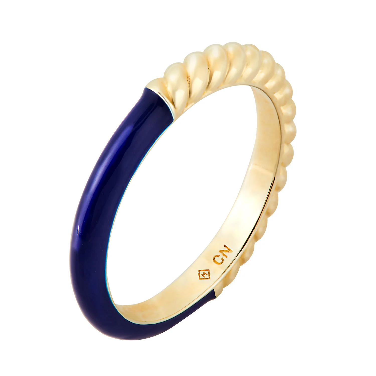 Gold Plated Reversible Birthmonth Enamel Roped Ring - Image 2