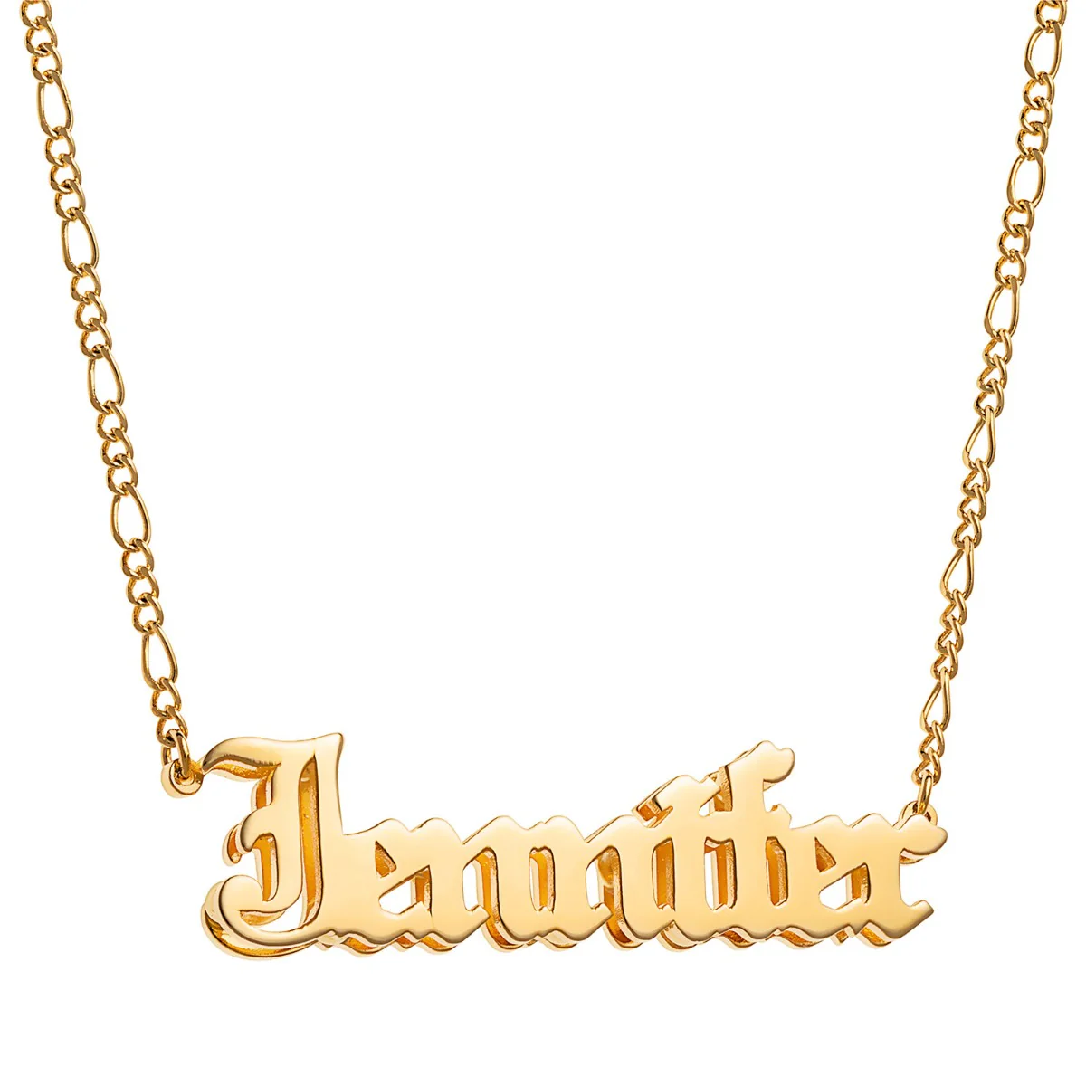 14K Gold Plated 3-D Old English Name Plaque Necklace