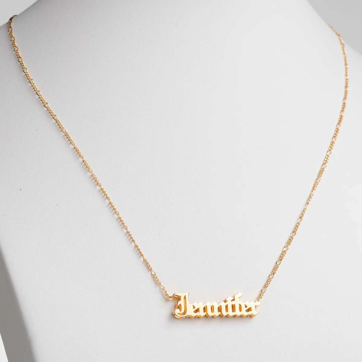 14K Gold Plated 3-D Old English Name Plaque Necklace - Image 2