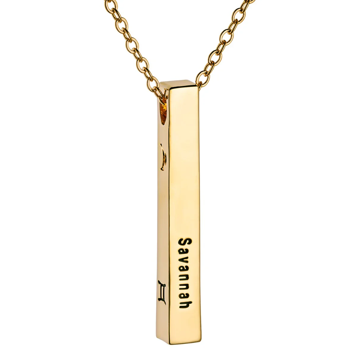 14K Gold Plated 3 Zodiac Symbol and Name 4 Sided Bar - Image 2
