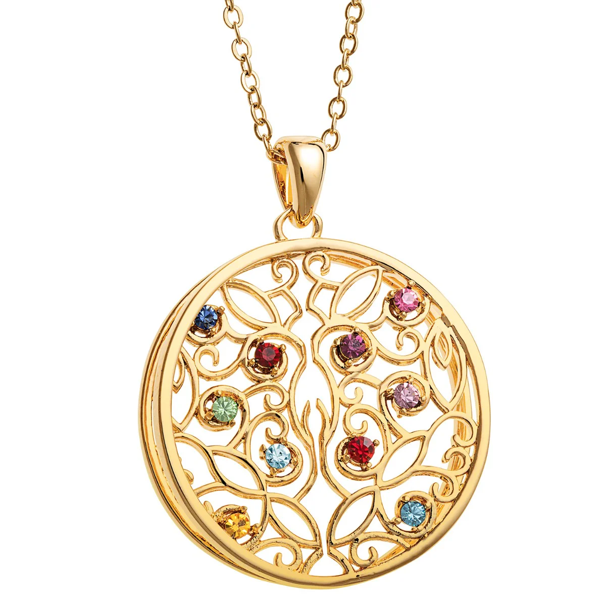 14K Gold Plated 3D Family Filigree Pendant