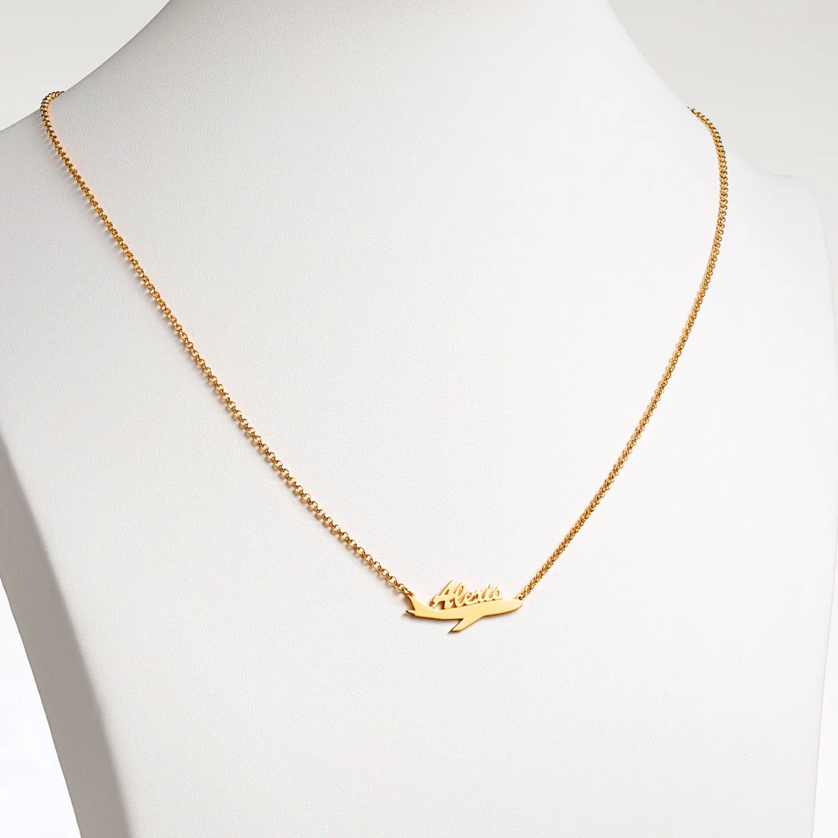 14K Gold Plated Airplane Name Necklace - Image 3