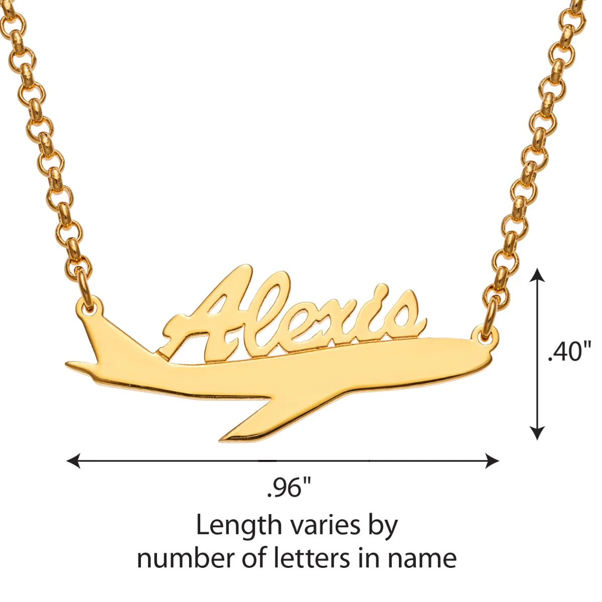 14K Gold Plated Airplane Name Necklace - Image 4