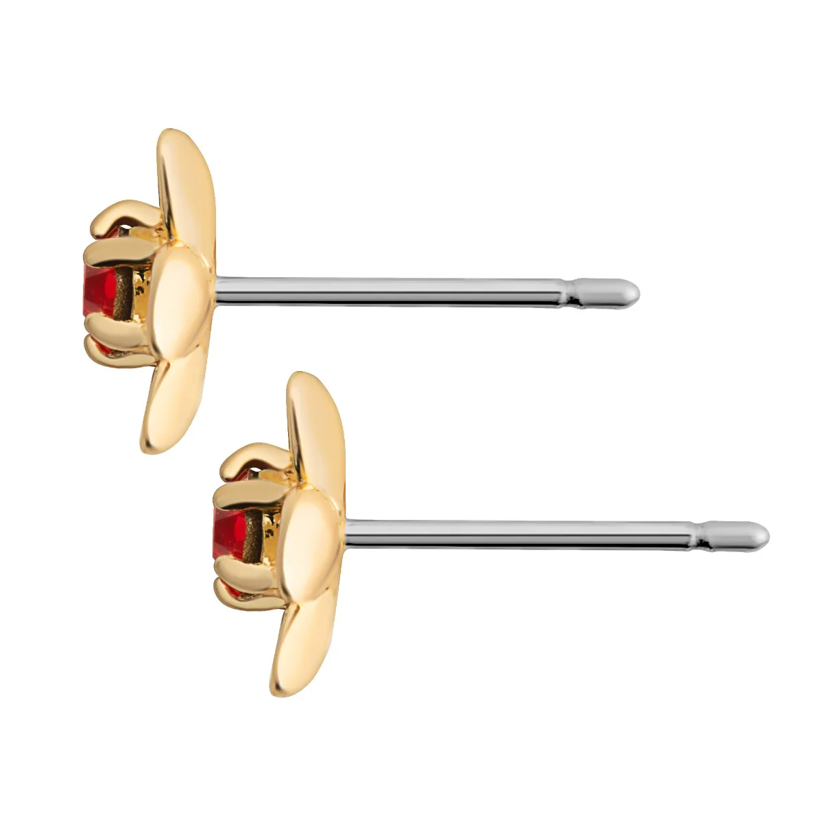 14K Gold Plated Birthstone Flower Earring with Jacket - Image 4