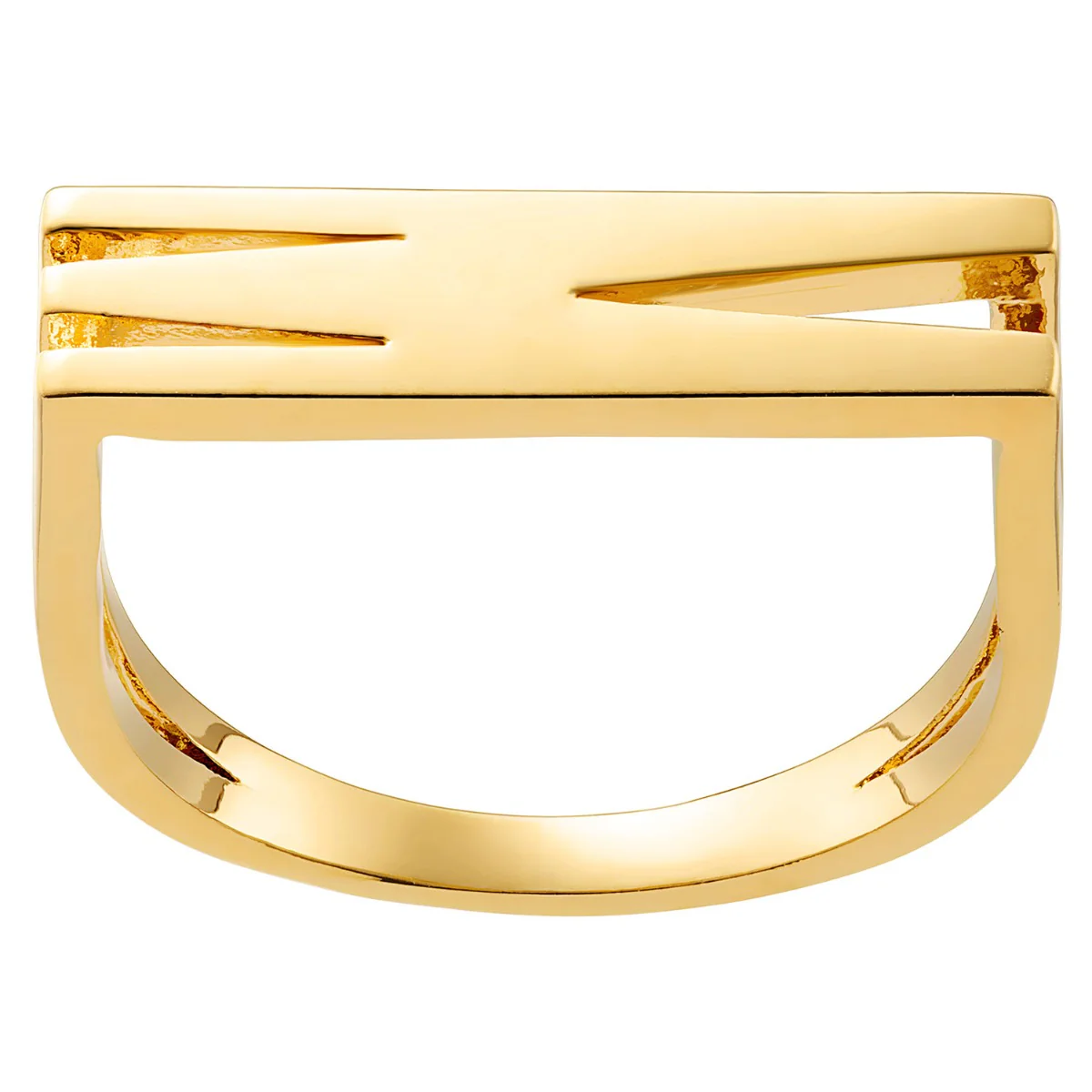 14K Gold Plated Bold Horizontal Initial Ring - Image 10