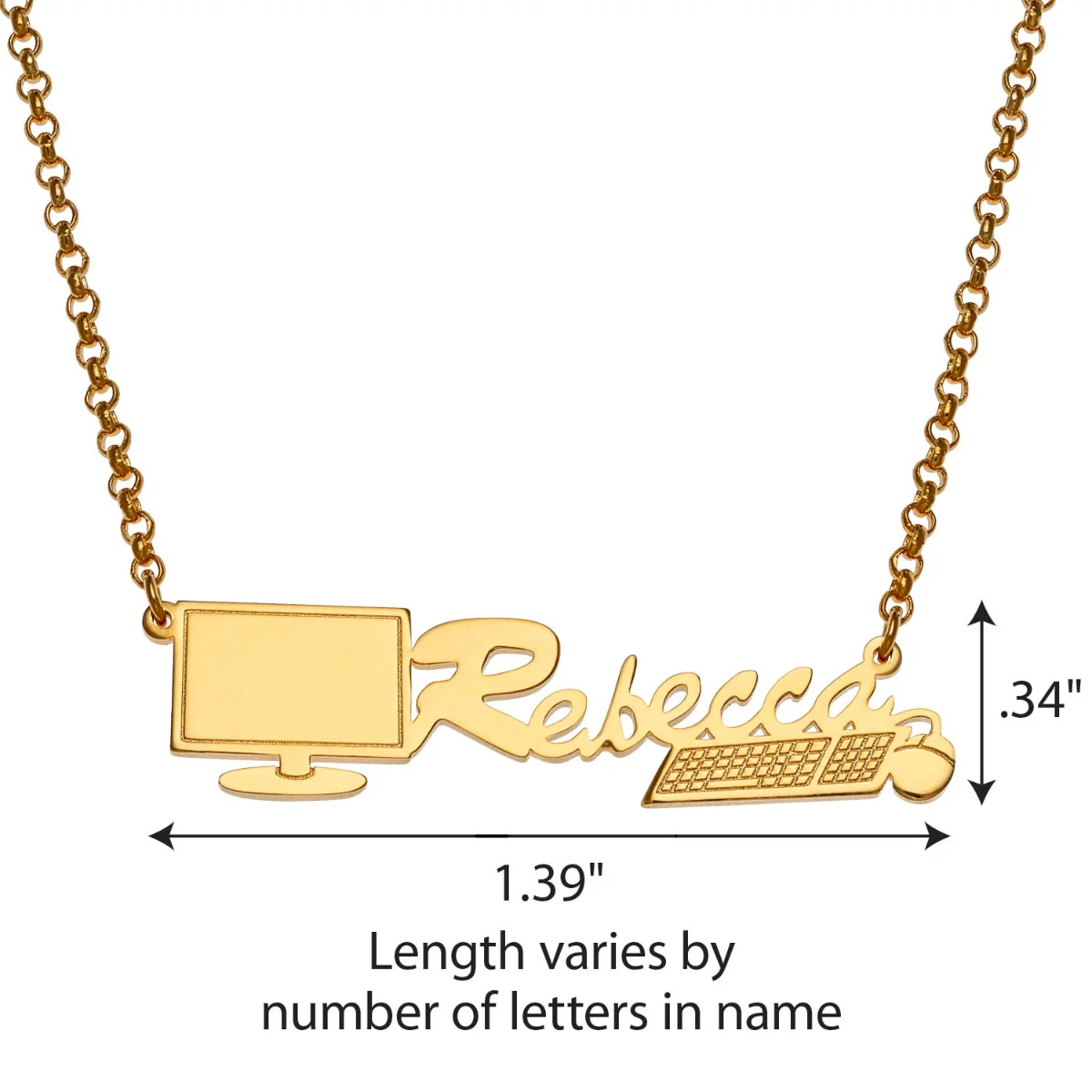 14K Gold Plated Computer Cutout Name Necklace - Image 4