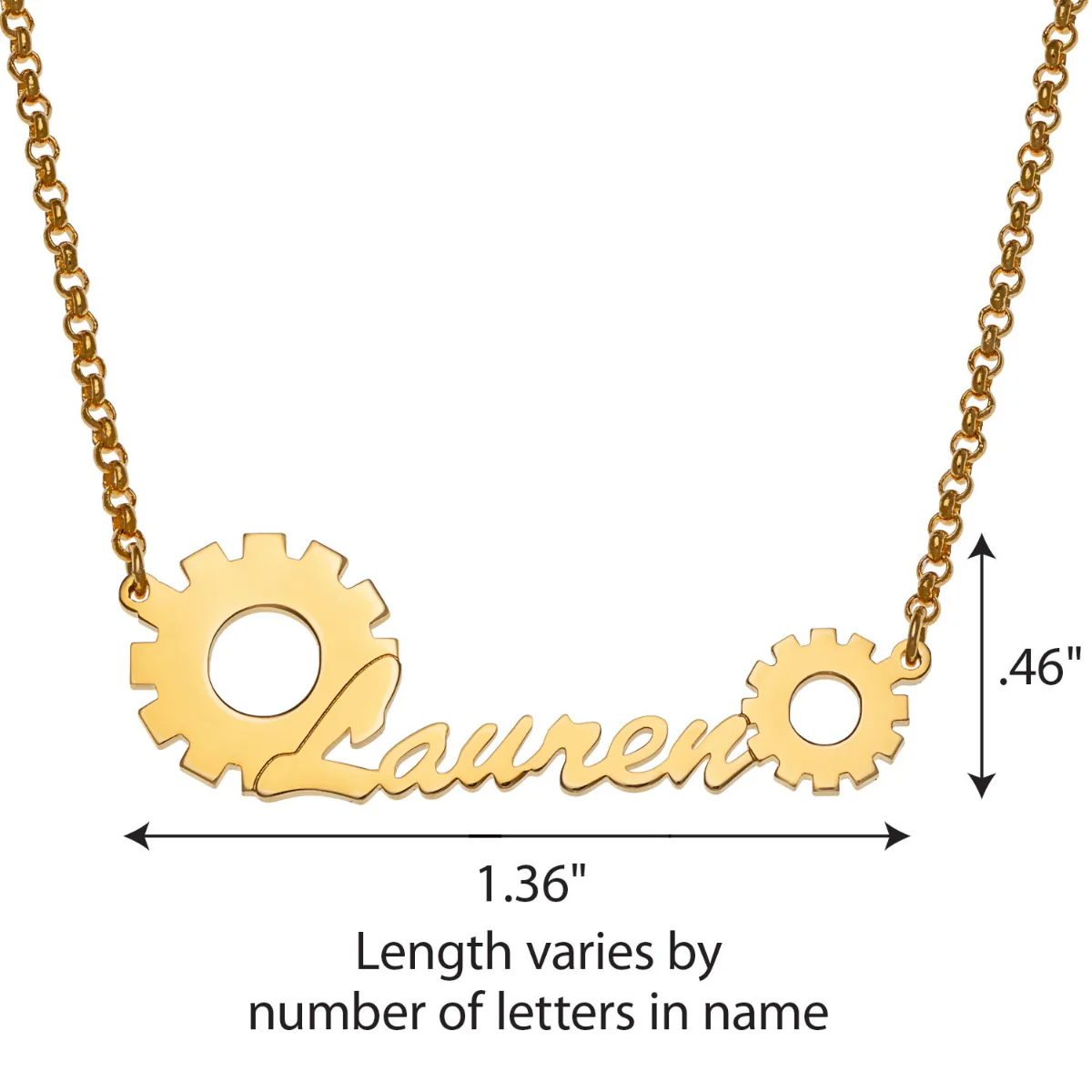 14K Gold Plated Engineer Cutout Name Necklace - Image 4