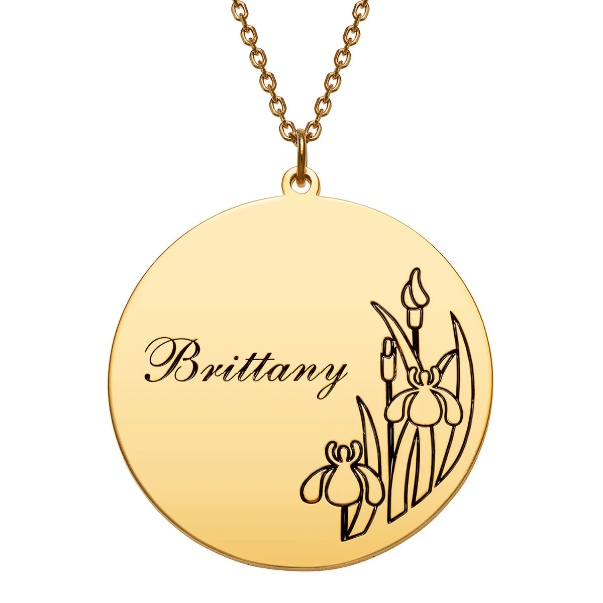 14K Gold Plated Engraved Name and Birth Flower Necklace - Image 4