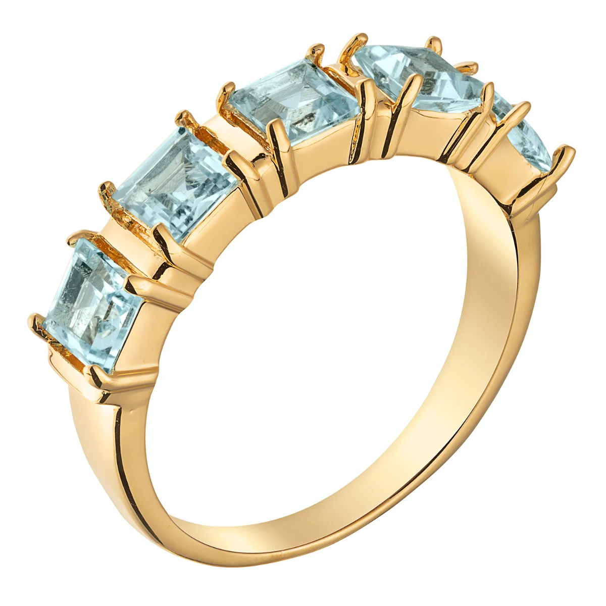 14K Gold Plated Genuine Blue Topaz Ring and Earrings Set - Image 3