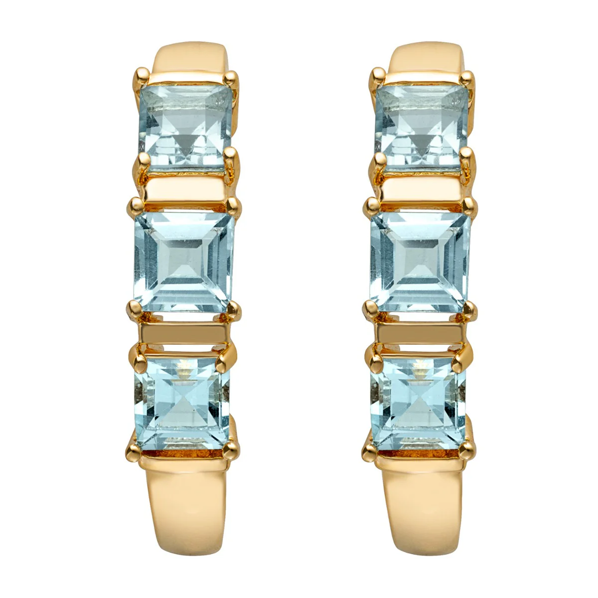 14K Gold Plated Genuine Blue Topaz Ring and Earrings Set - Image 4