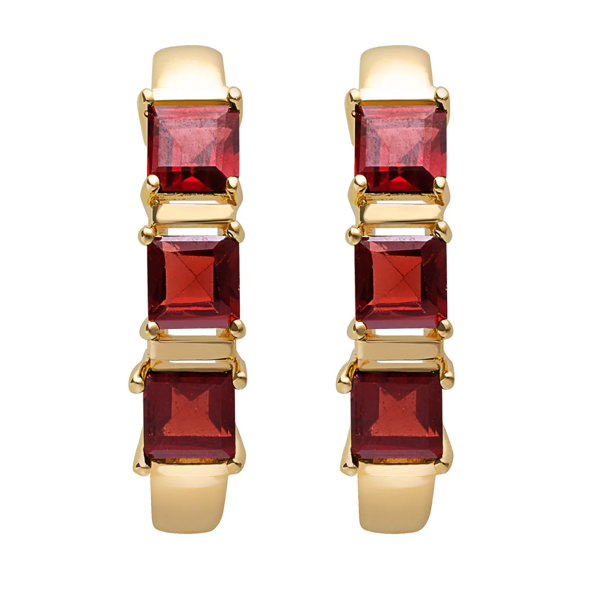 14K Gold Plated Genuine Garnet Ring and Earrings Set - Image 4