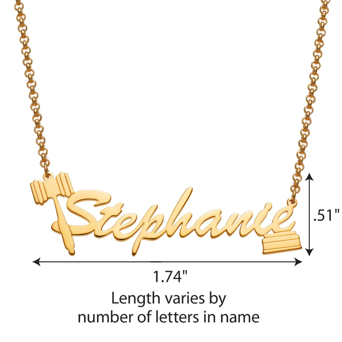 14K Gold Plated Lawyer Name Necklace - Image 4