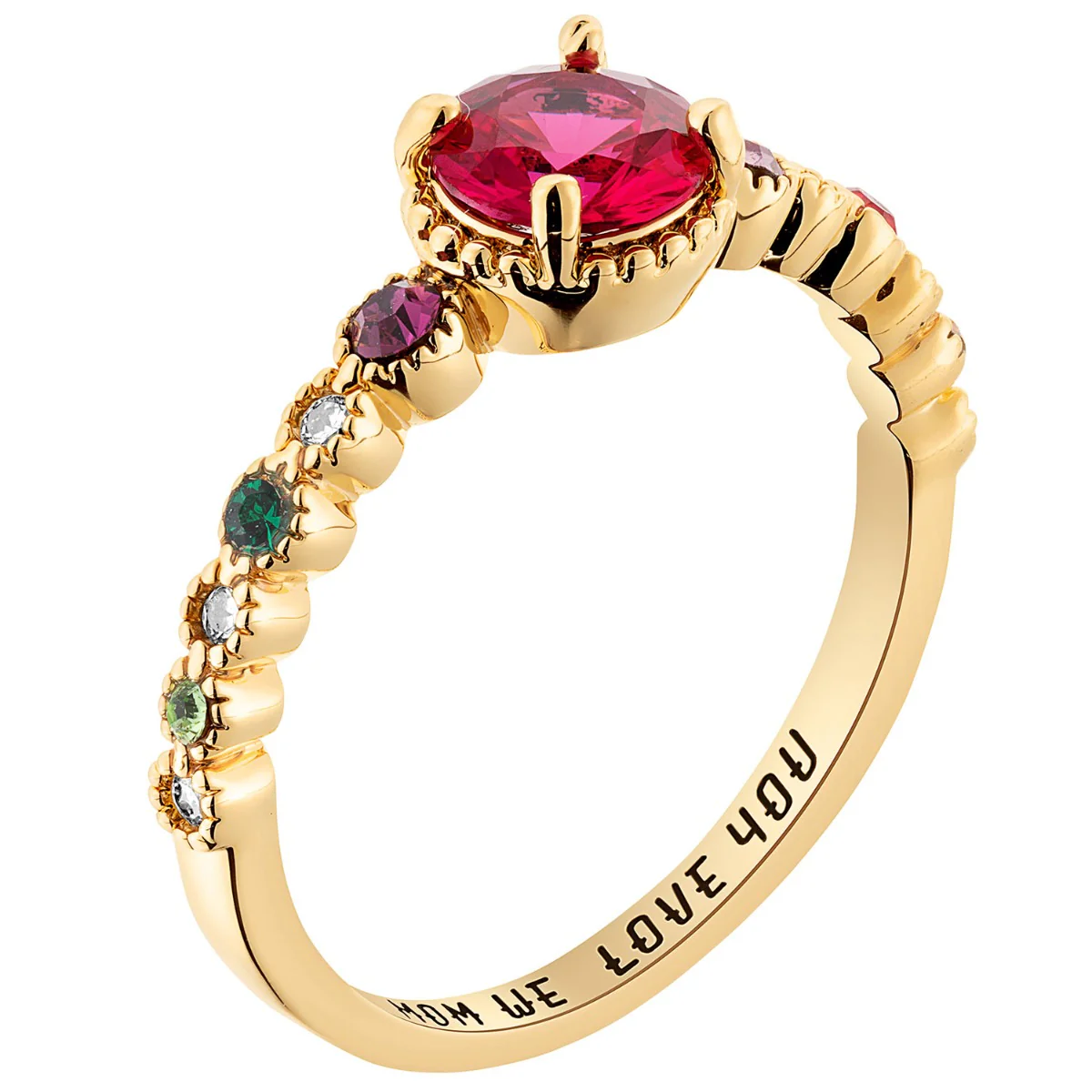 14K Gold Plated Mother's and Family Round Birthstone Ring - Image 2