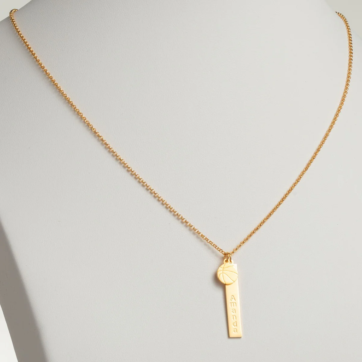 14K Gold Plated Name Necklace with Basketball Charm Dangle - Image 2