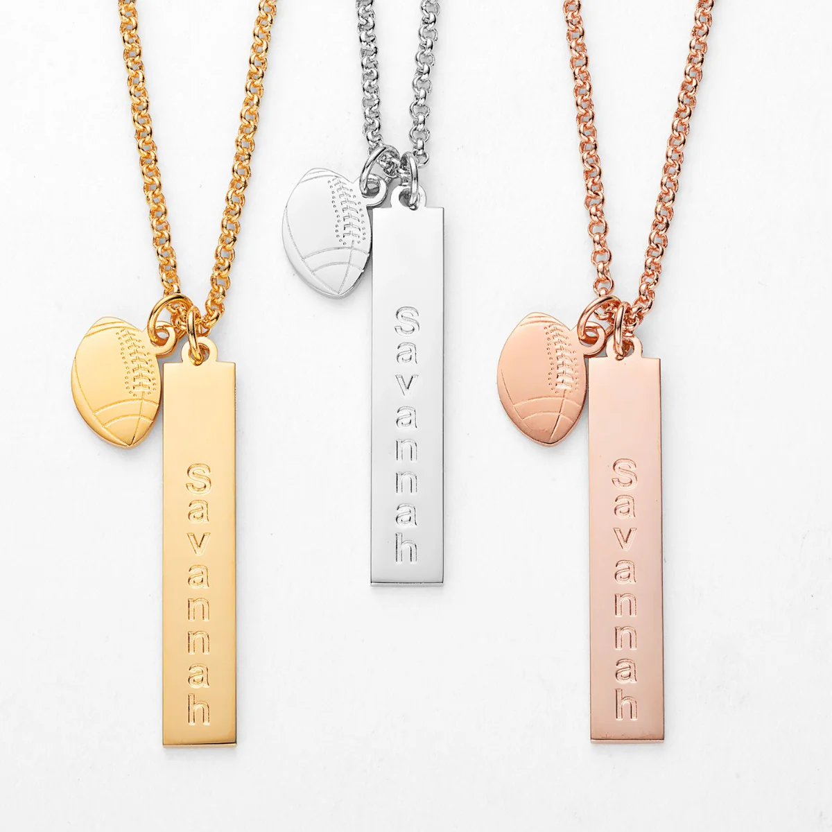 14K Gold Plated Name Necklace with Football Charm Dangle - Image 2