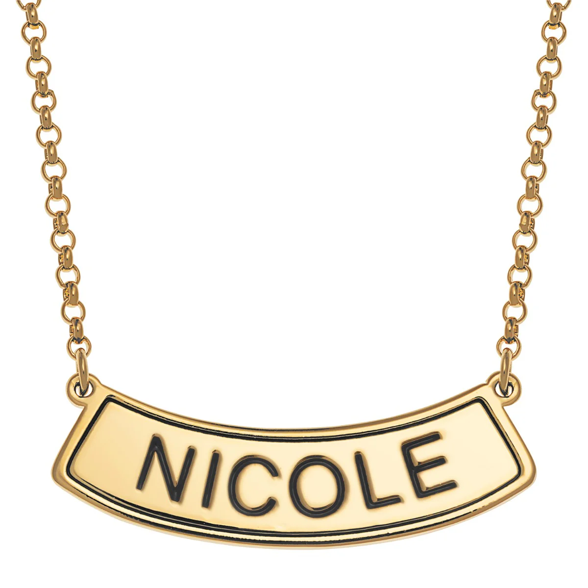 14K Gold Plated Personalized 3 Zodiac Signs Name Curved Bar Necklace